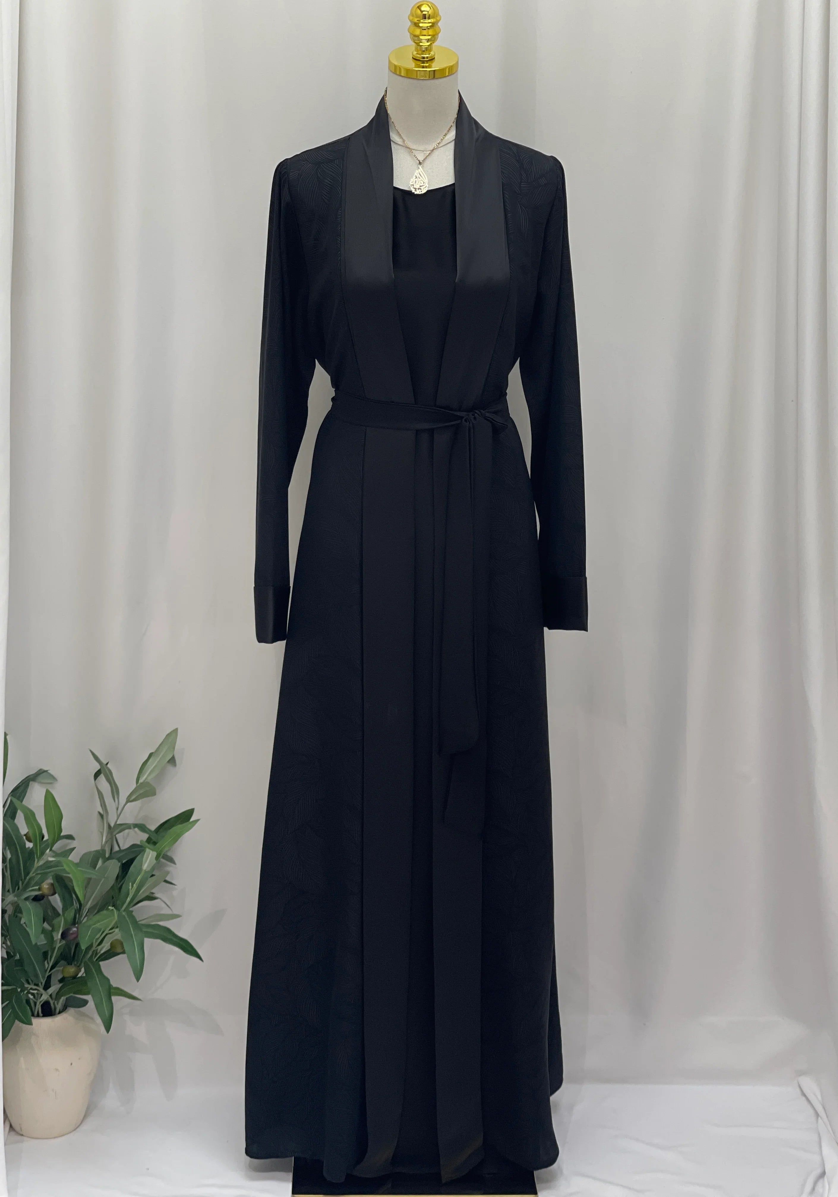 Floral Wave Satin Set Abaya