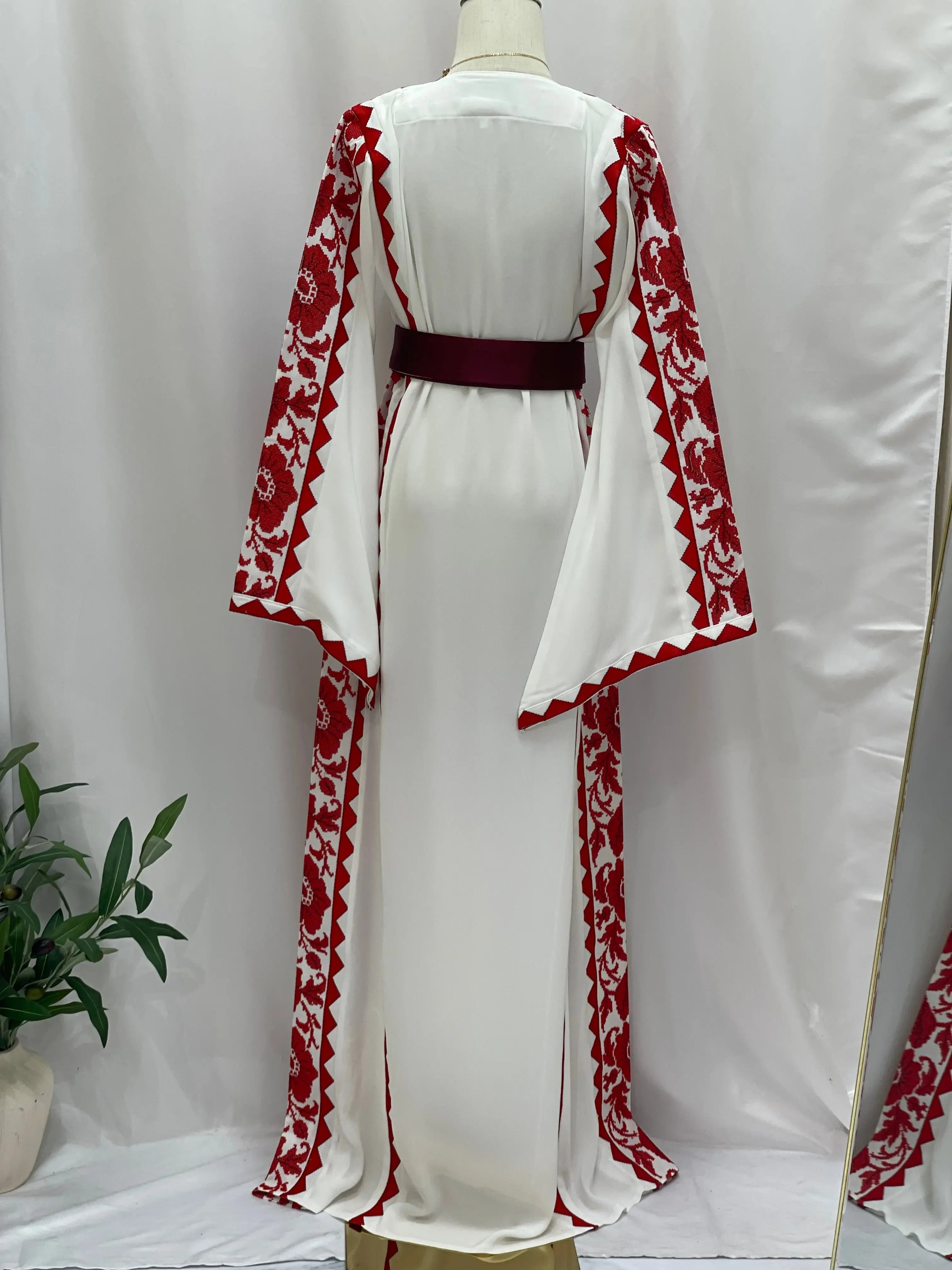 Embroidered Flowers Unique Thoub Palestinian Elegance