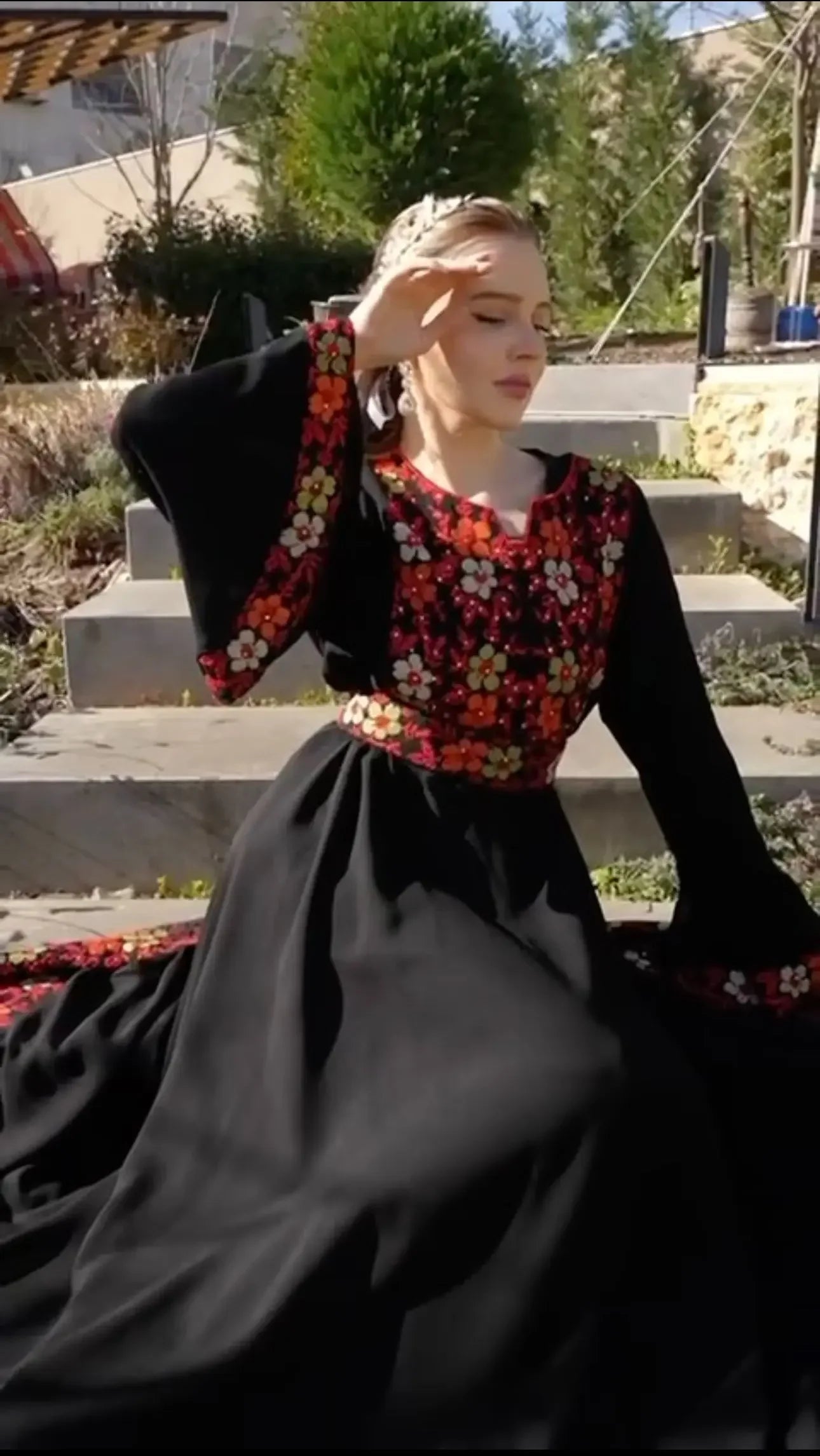 Elena Embroidery Wide Sleeves Dress: Feminine Grace and Effortless Style Palestinian Elegance