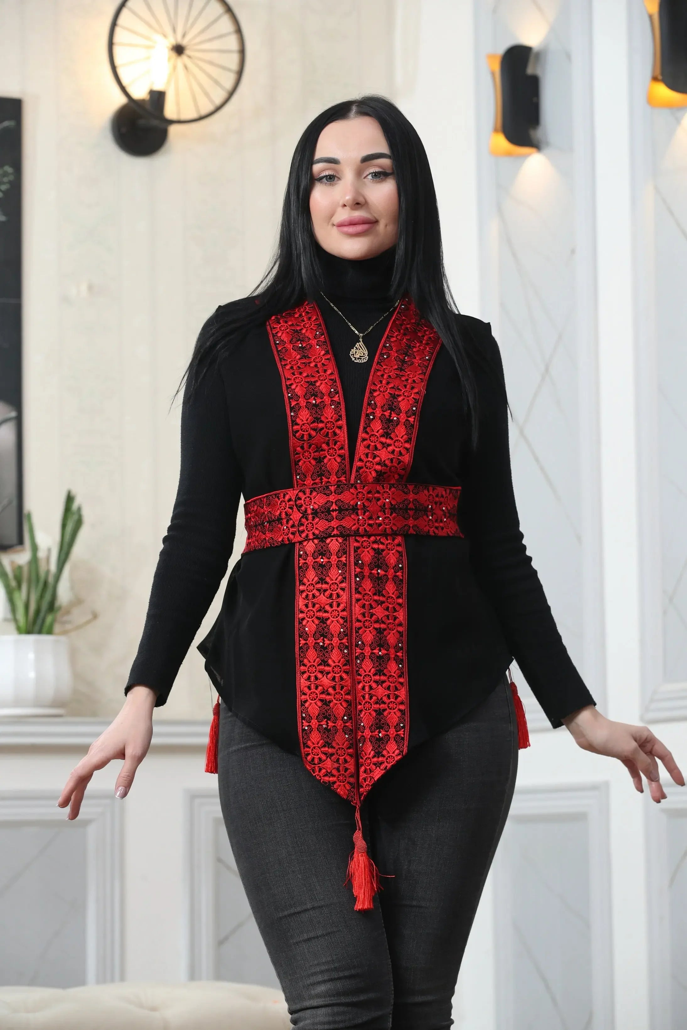 Chiffon Colorful Embroidered Vest - Vibrant & Stylish Layer Palestinian Elegance