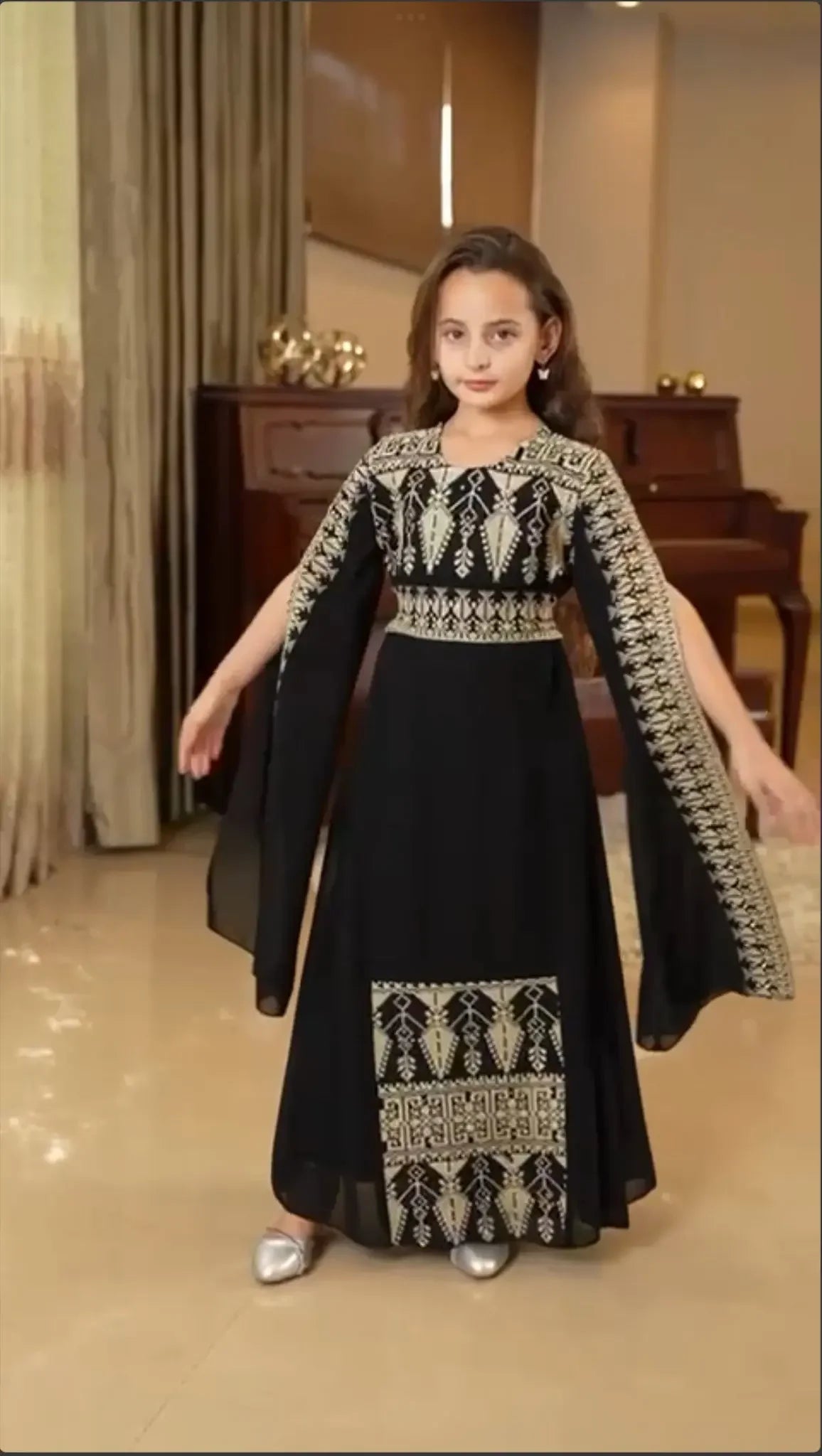 Embroidered Princess Jasmin Dress Palestinian Elegance