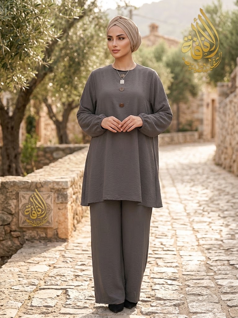 Modest Women's Long Tunic & Pant Set - Contemporary & Stylish