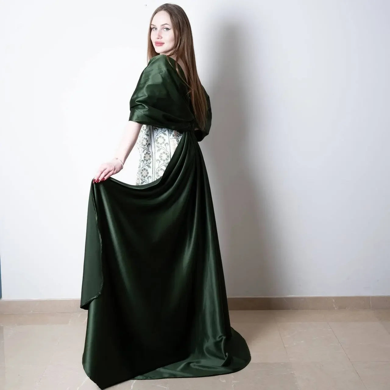 Embroidered Bebiona Dress - Elegant Floral Design for Women Palestinian Elegance