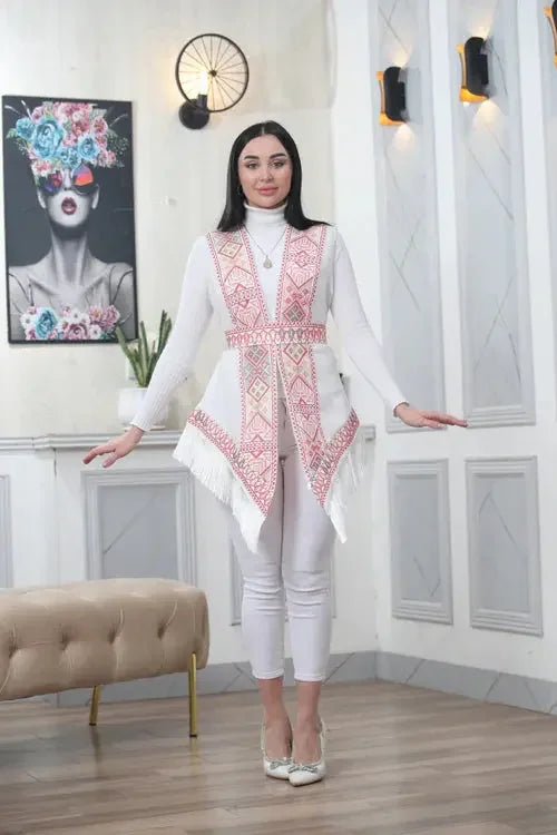 Craftsmanship at Its Finest: Intricate Embroidery Vest Palestinian Elegance
