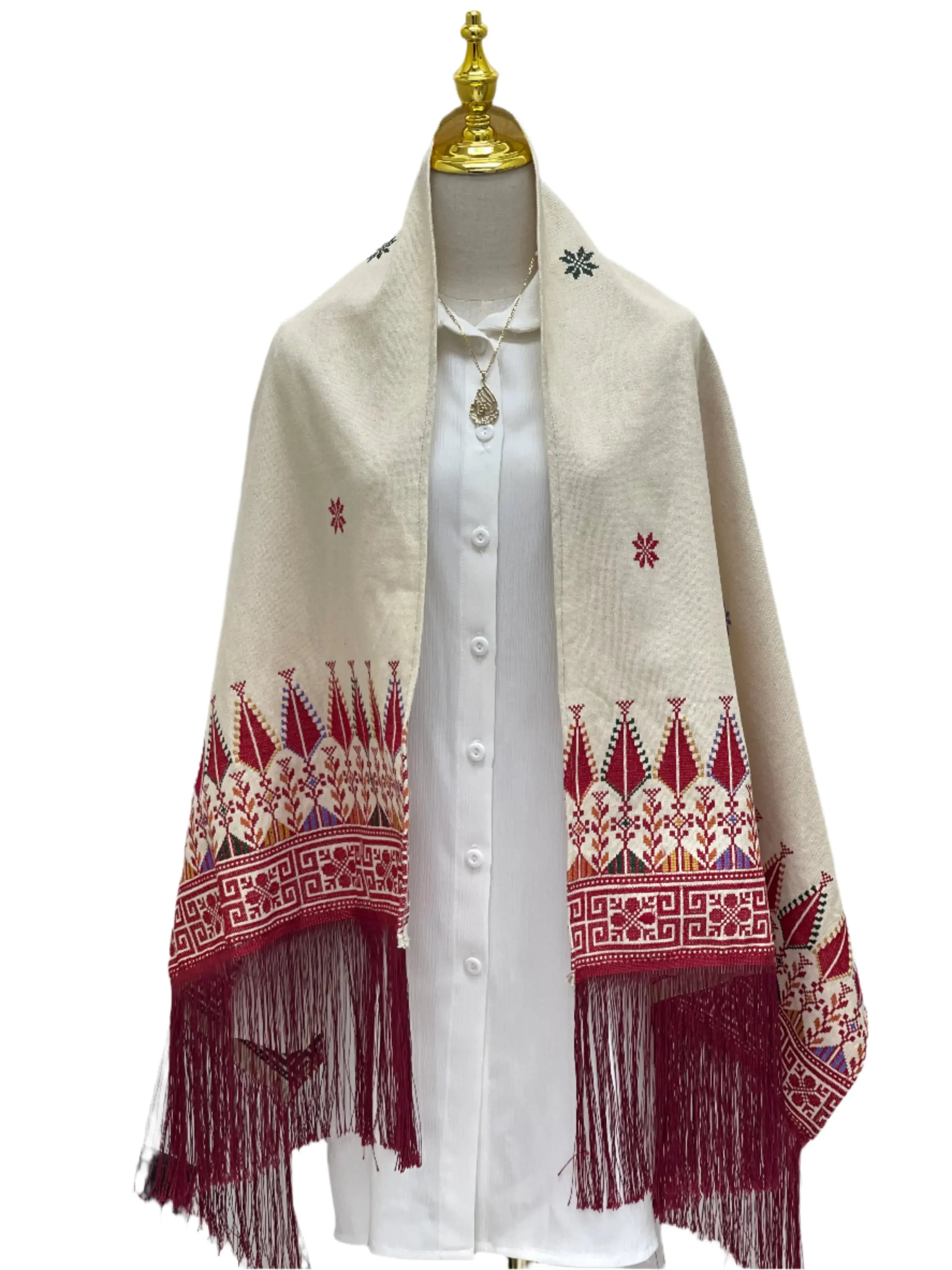 Luxurious Elegance: Embroidered Etamin Shwal Palestinian Elegance