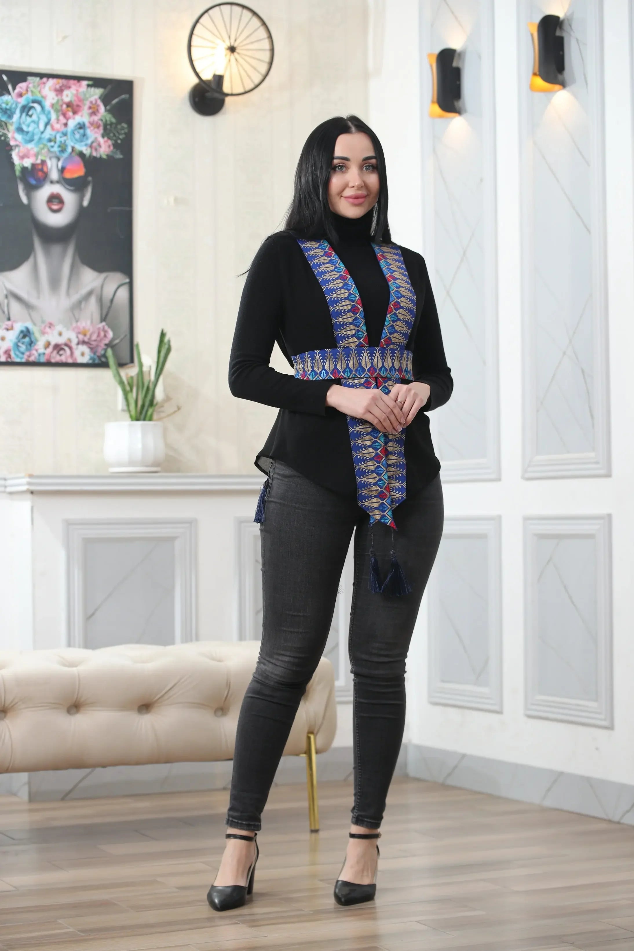Chiffon Colorful Embroidered Vest - Vibrant & Stylish Layer Palestinian Elegance