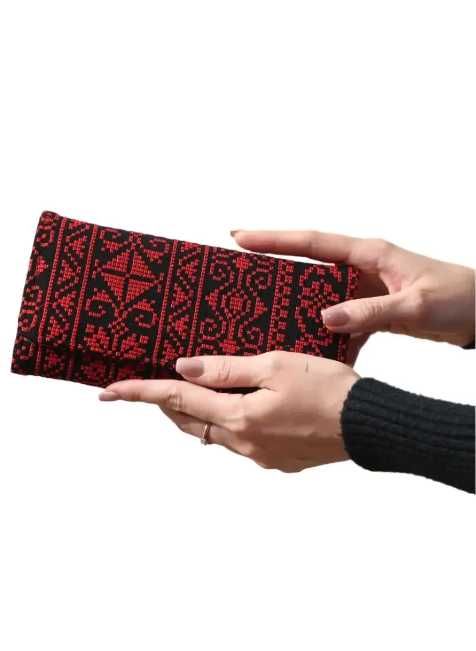 Sophisticated Large Embroidered Wallet - Durable & Spacious Design Palestinian Elegance