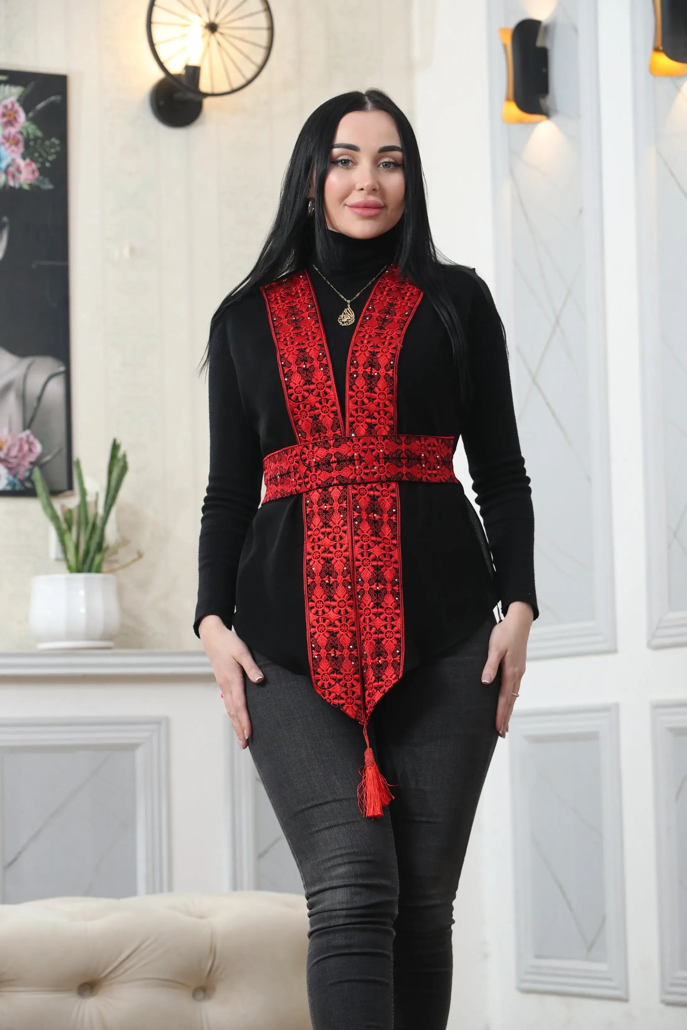 Chiffon Colorful Embroidered Vest - Vibrant & Stylish Layer Palestinian Elegance