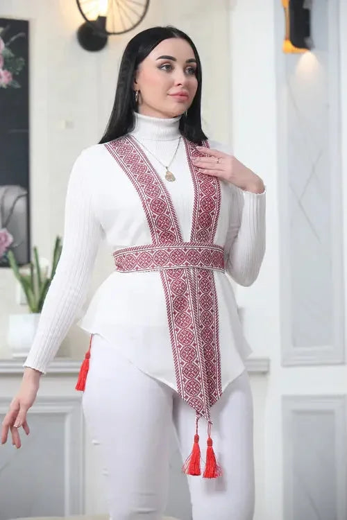Fashion-Forward Elegance: Embroidered Vest with a Twist Palestinian Elegance