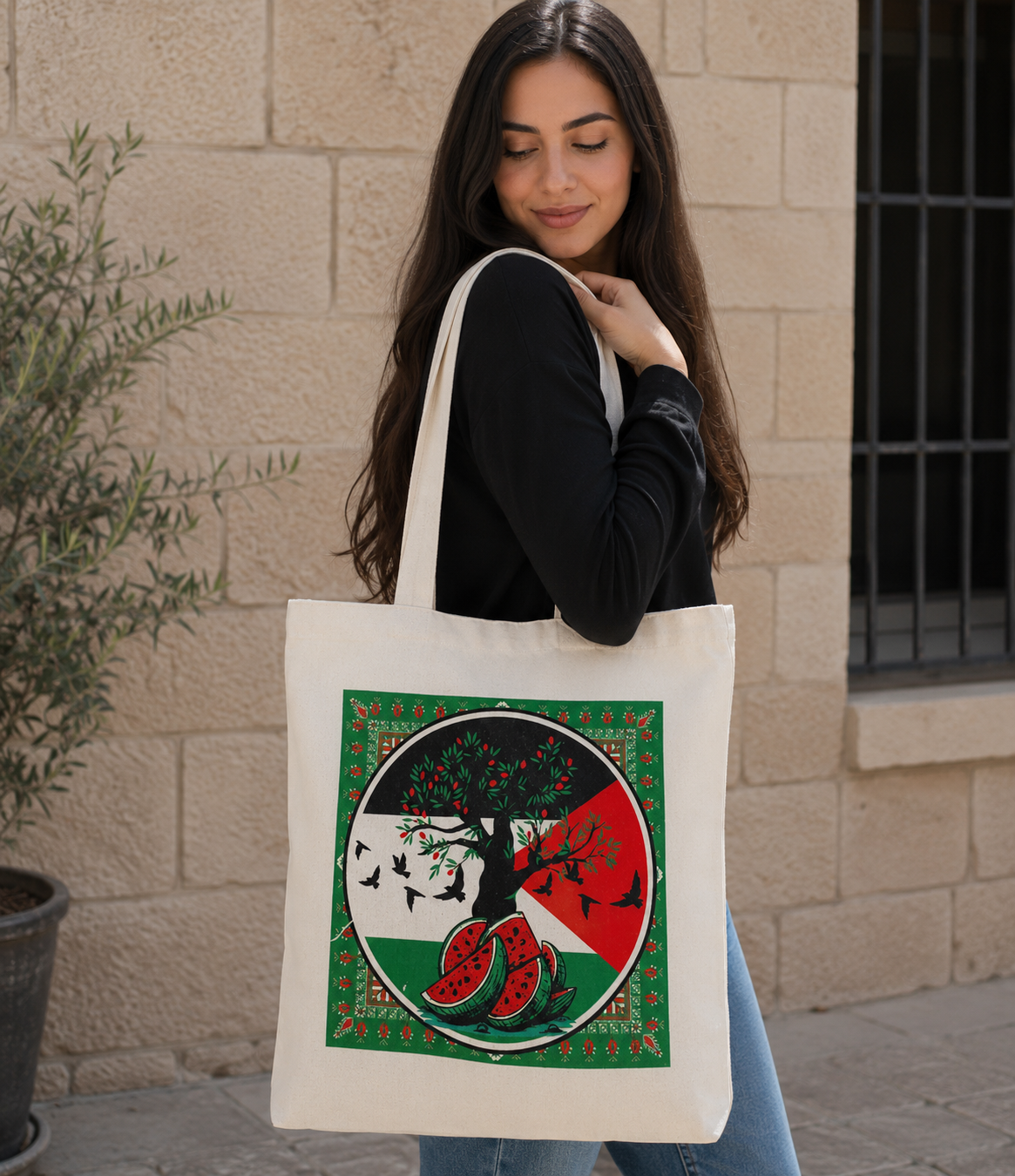 Palestine Flag with Tree Roots Bag Design