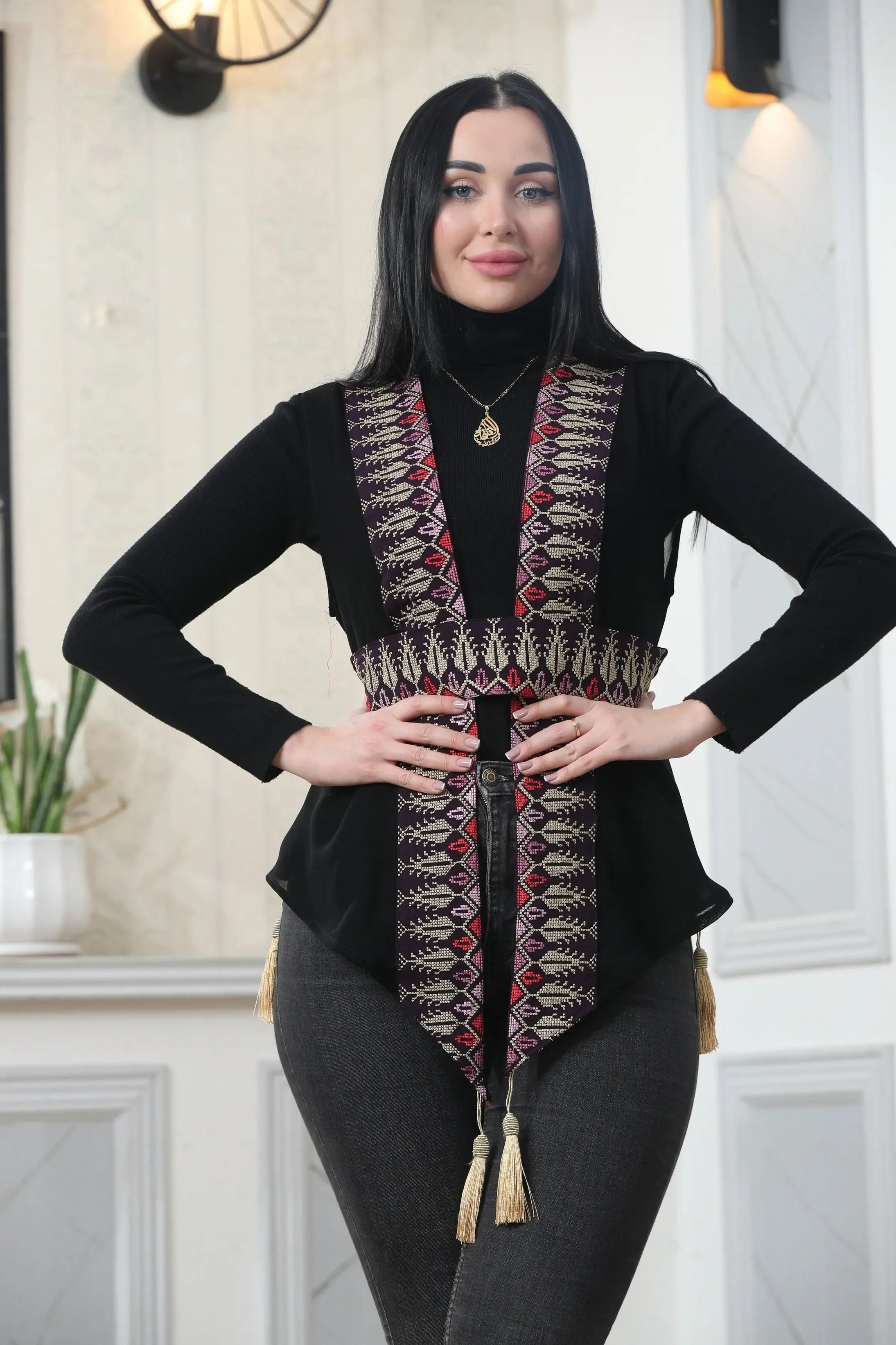 Chiffon Colorful Embroidered Vest - Vibrant & Stylish Layer Palestinian Elegance