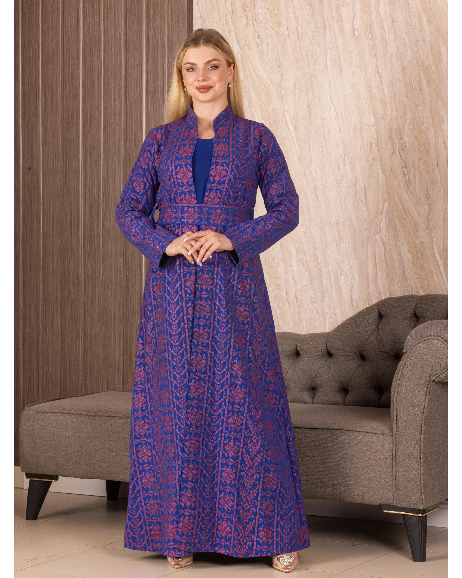 Embroidered Long Cardigan: Elegance and Sophistication Palestinian Elegance