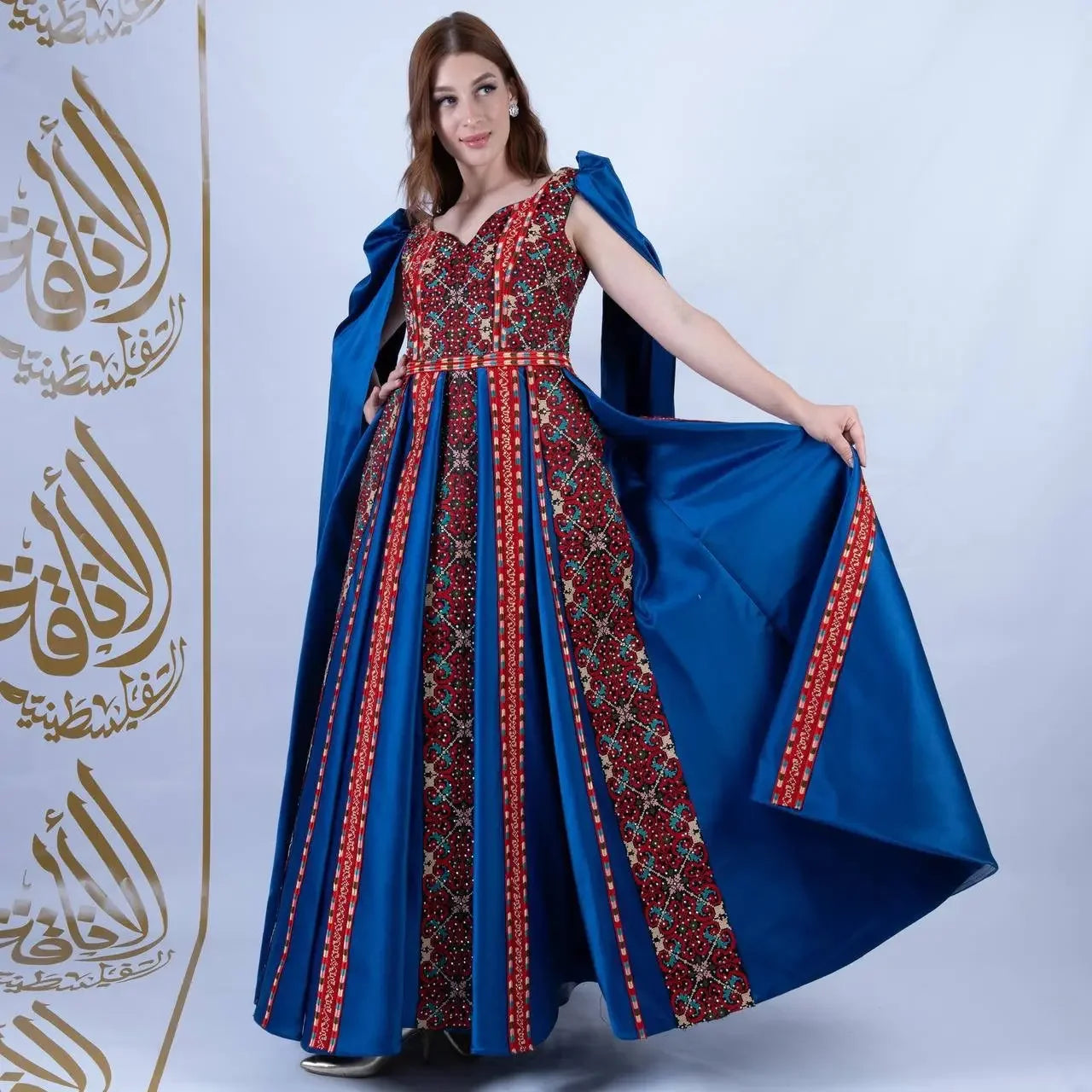 Intricate Tatreez Embroidery Ball Gown: Elegance and Cultural Heritage Palestinian Elegance