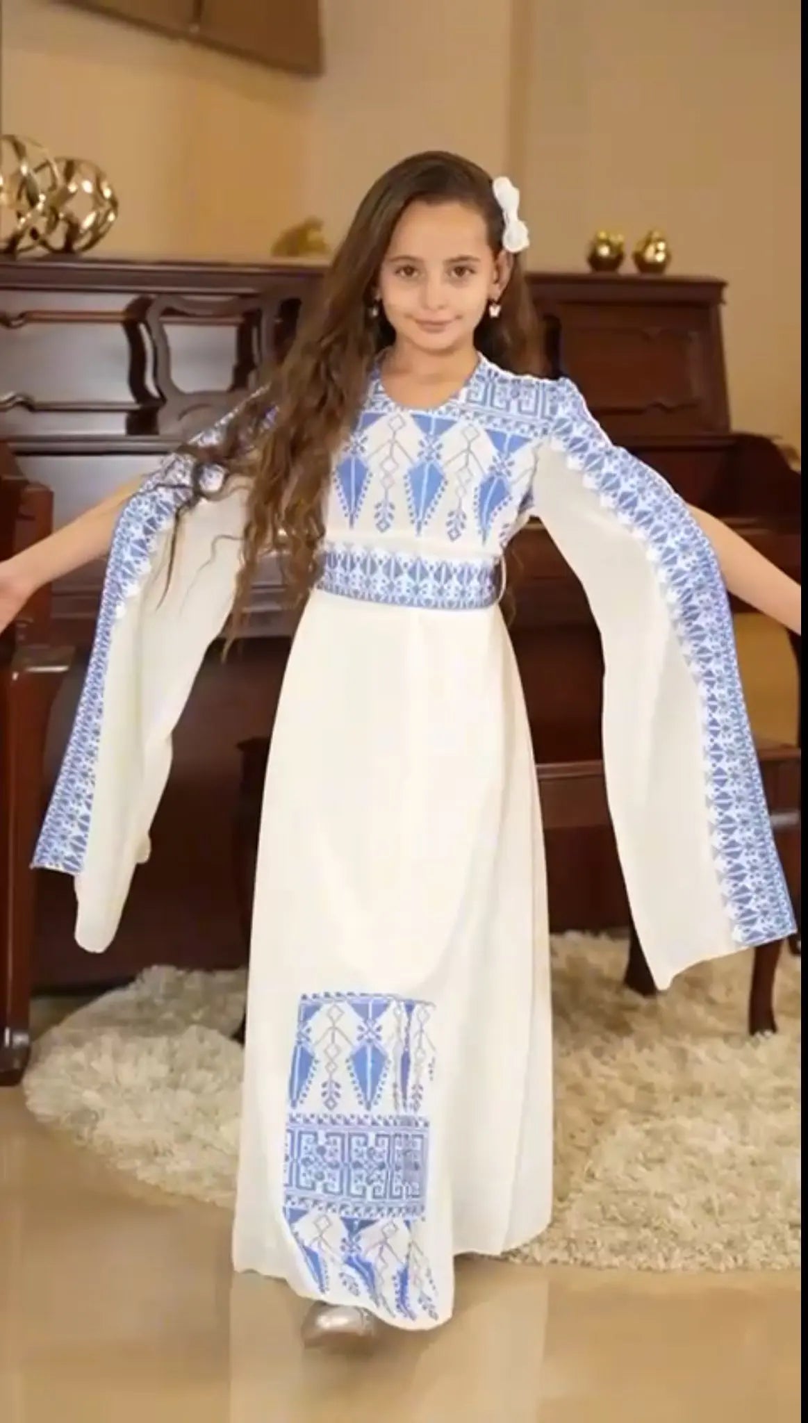 Embroidered Princess Jasmin Dress Palestinian Elegance