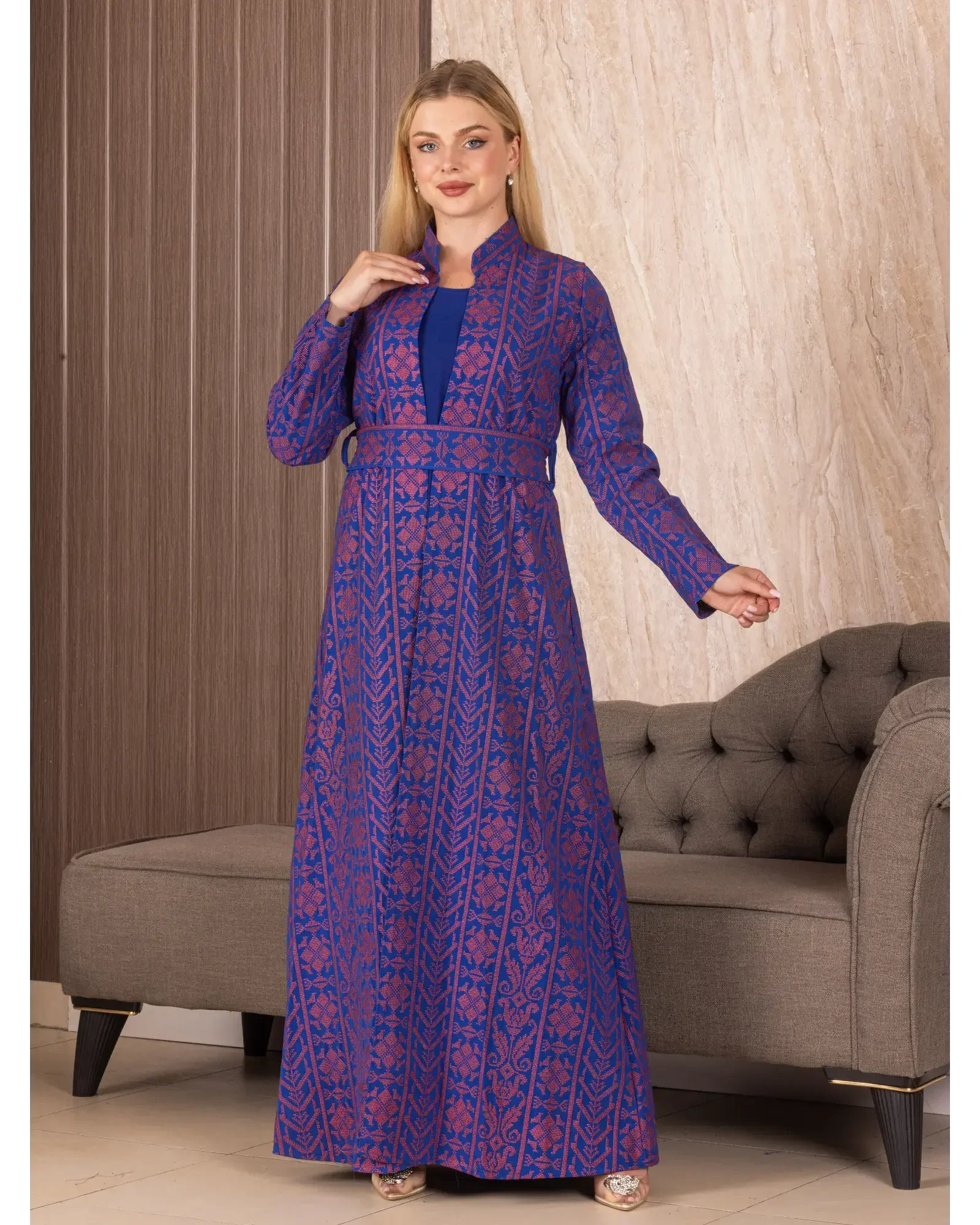 Embroidered Long Cardigan: Elegance and Sophistication Palestinian Elegance