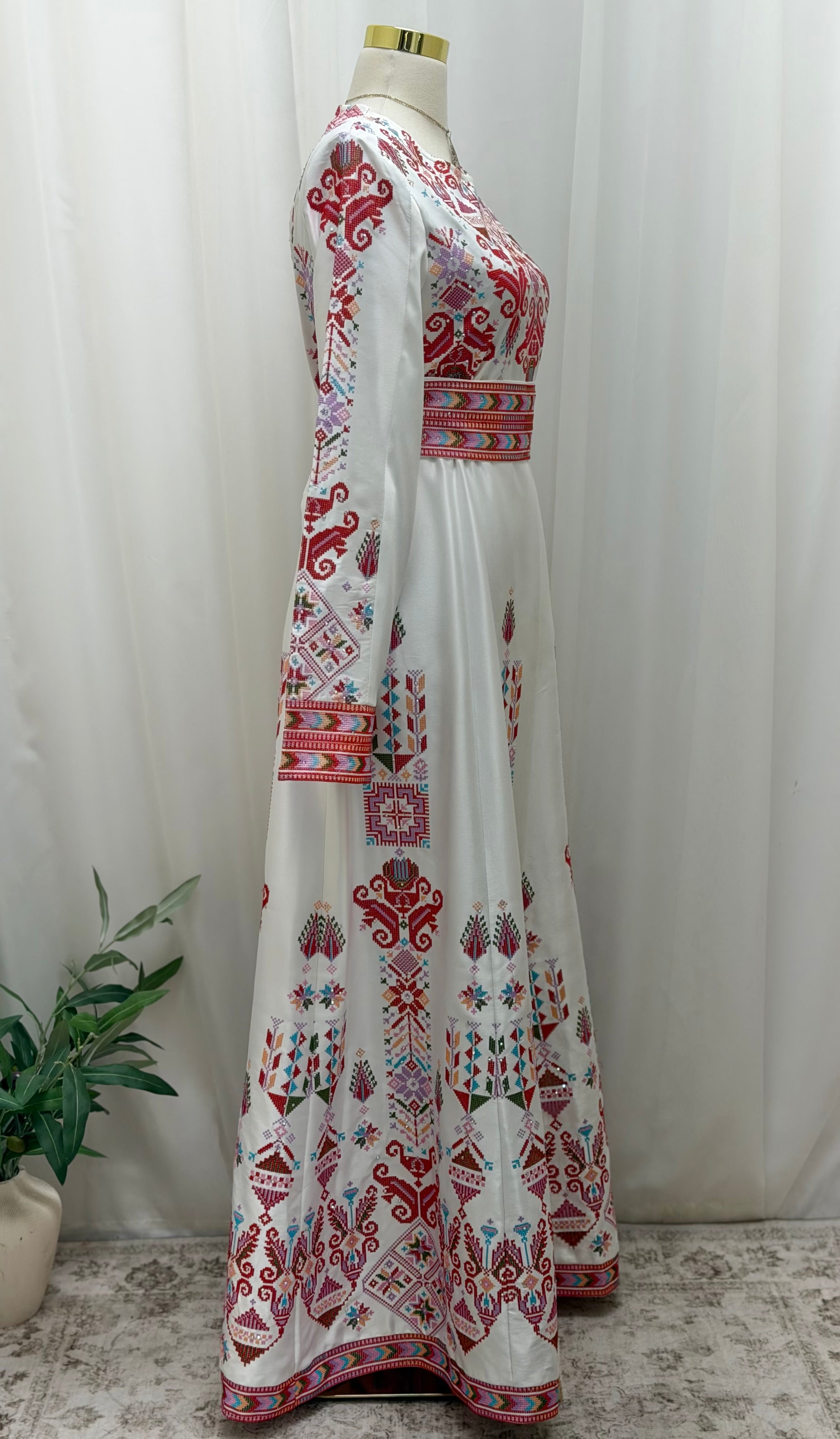 Hala Embroidered Satin Dress