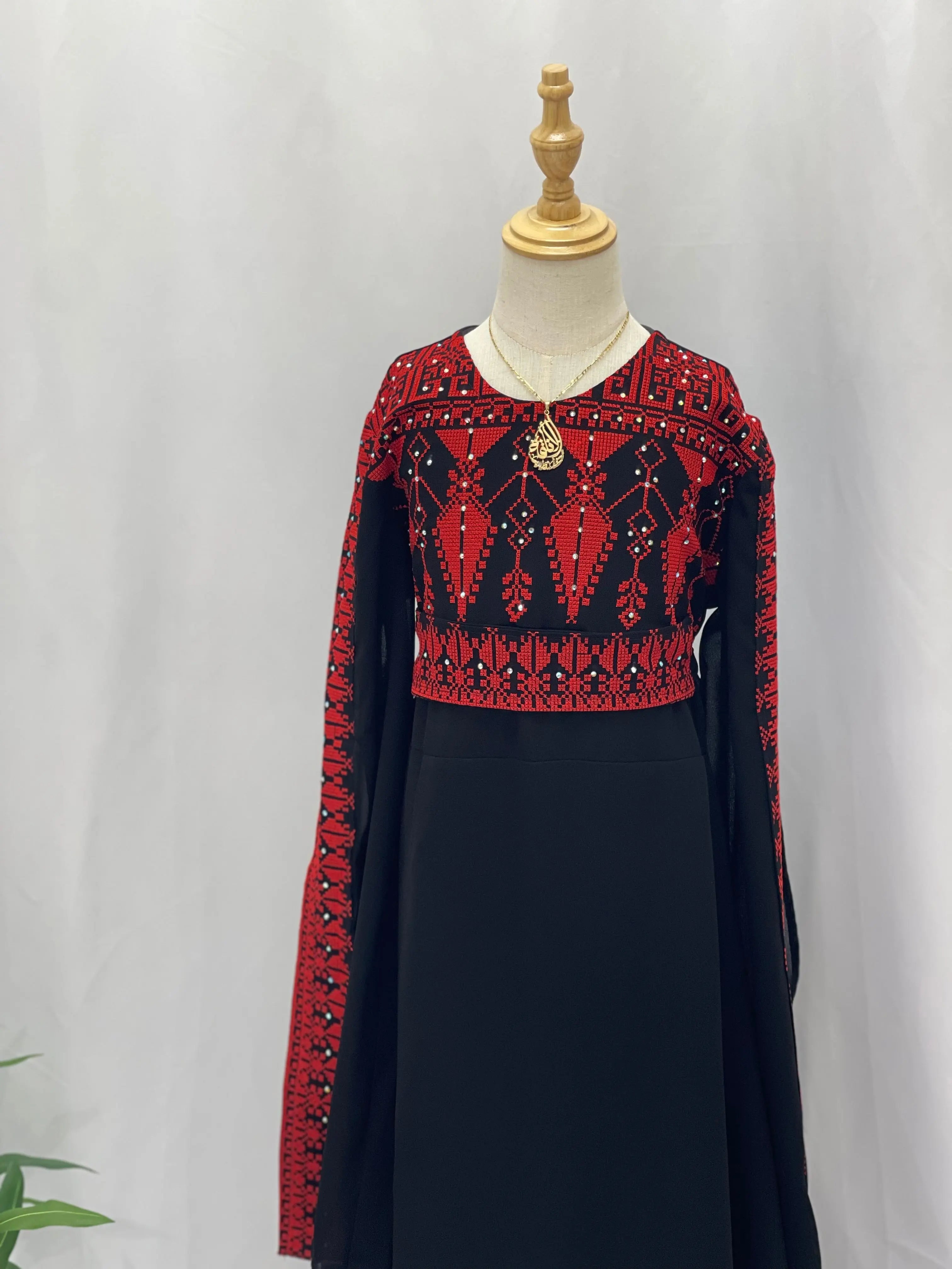 Embroidered Princess Jasmin Dress Palestinian Elegance