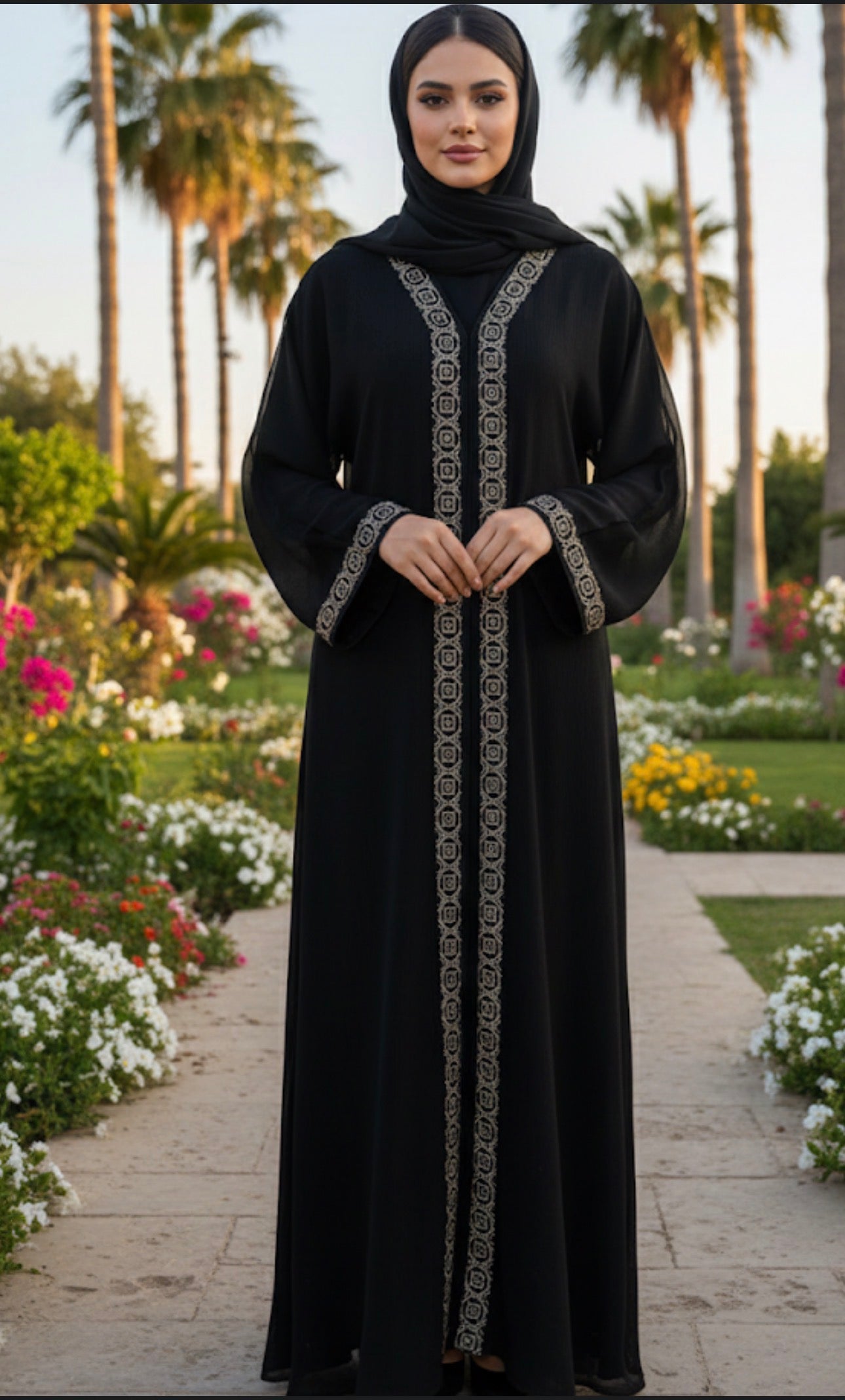 Abaya Layan Noir - Palestinian Elegance