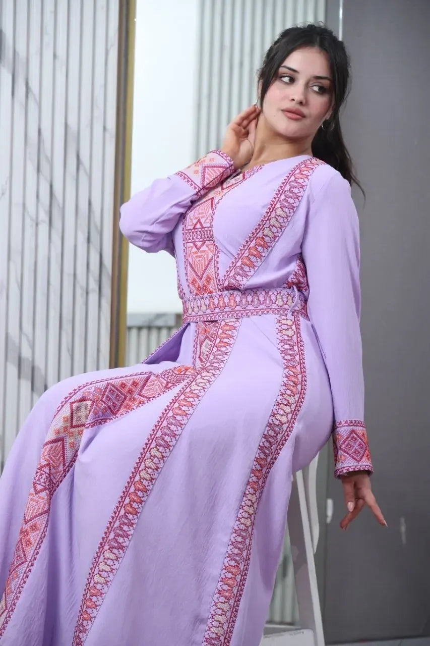Elegant 2Pc Cy Embroidery Abaya: A Statement of Elegance and Style Palestinian Elegance