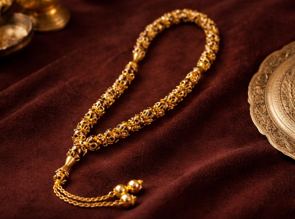 The Imperial Azure & Gold Misbaha – A Masterpiece of Spiritual Elegance