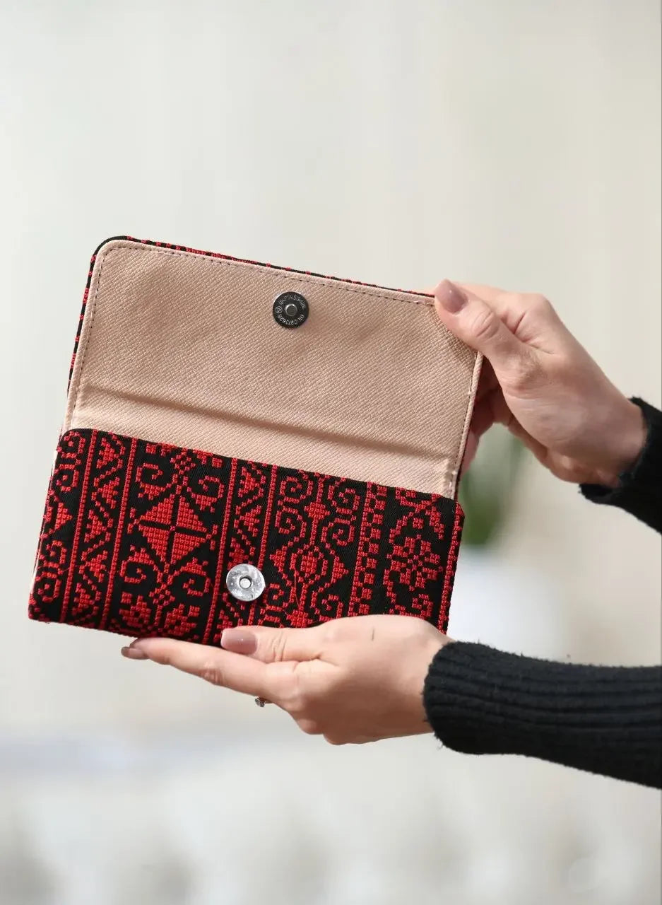Sophisticated Large Embroidered Wallet - Durable & Spacious Design Palestinian Elegance