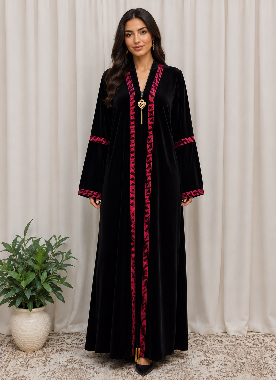 Aurelia Velvet Abaya-is a refined statement piece crafted from soft