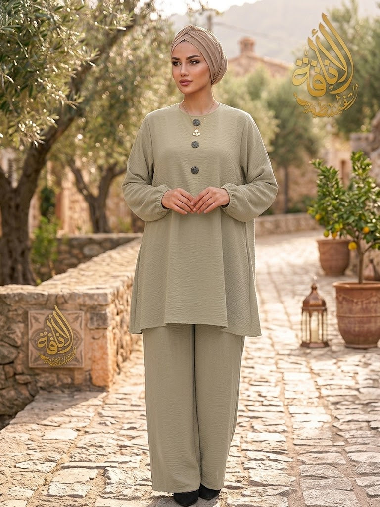 Modest Women's Long Tunic & Pant Set - Contemporary & Stylish