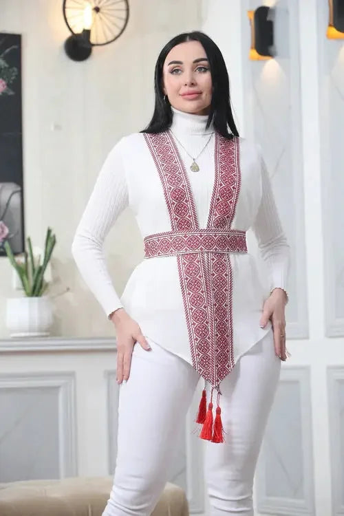 Fashion-Forward Elegance: Embroidered Vest with a Twist Palestinian Elegance