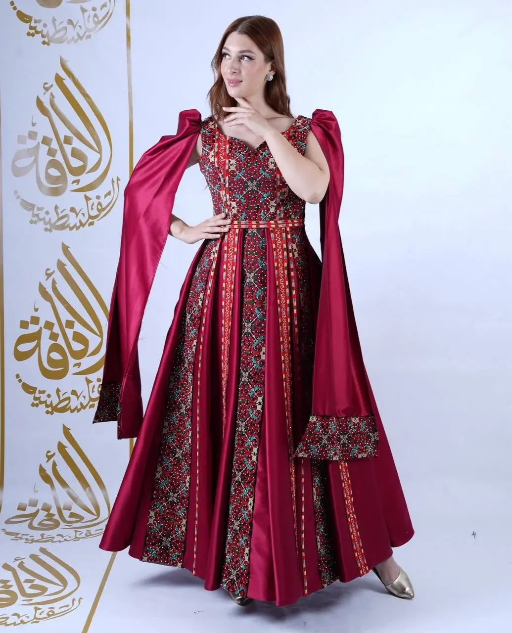 Intricate Tatreez Embroidery Ball Gown: Elegance and Cultural Heritage Palestinian Elegance