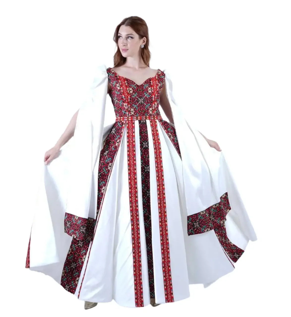 Intricate Tatreez Embroidery Ball Gown: Elegance and Cultural Heritage Palestinian Elegance