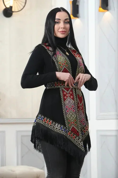 Craftsmanship at Its Finest: Intricate Embroidery Vest Palestinian Elegance
