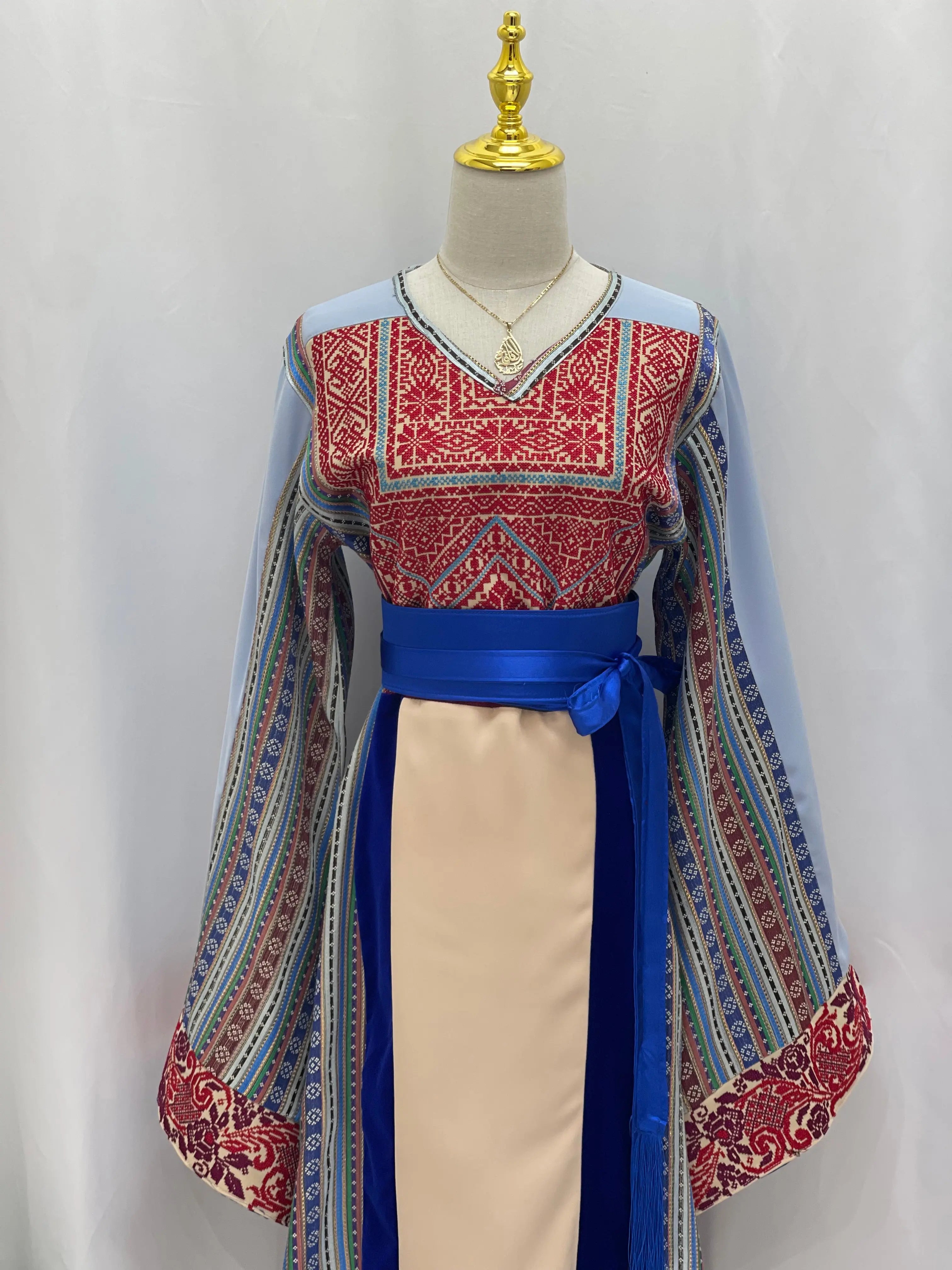 Elegant Embroidered 3 Types of Fabric Palestinian Elegance