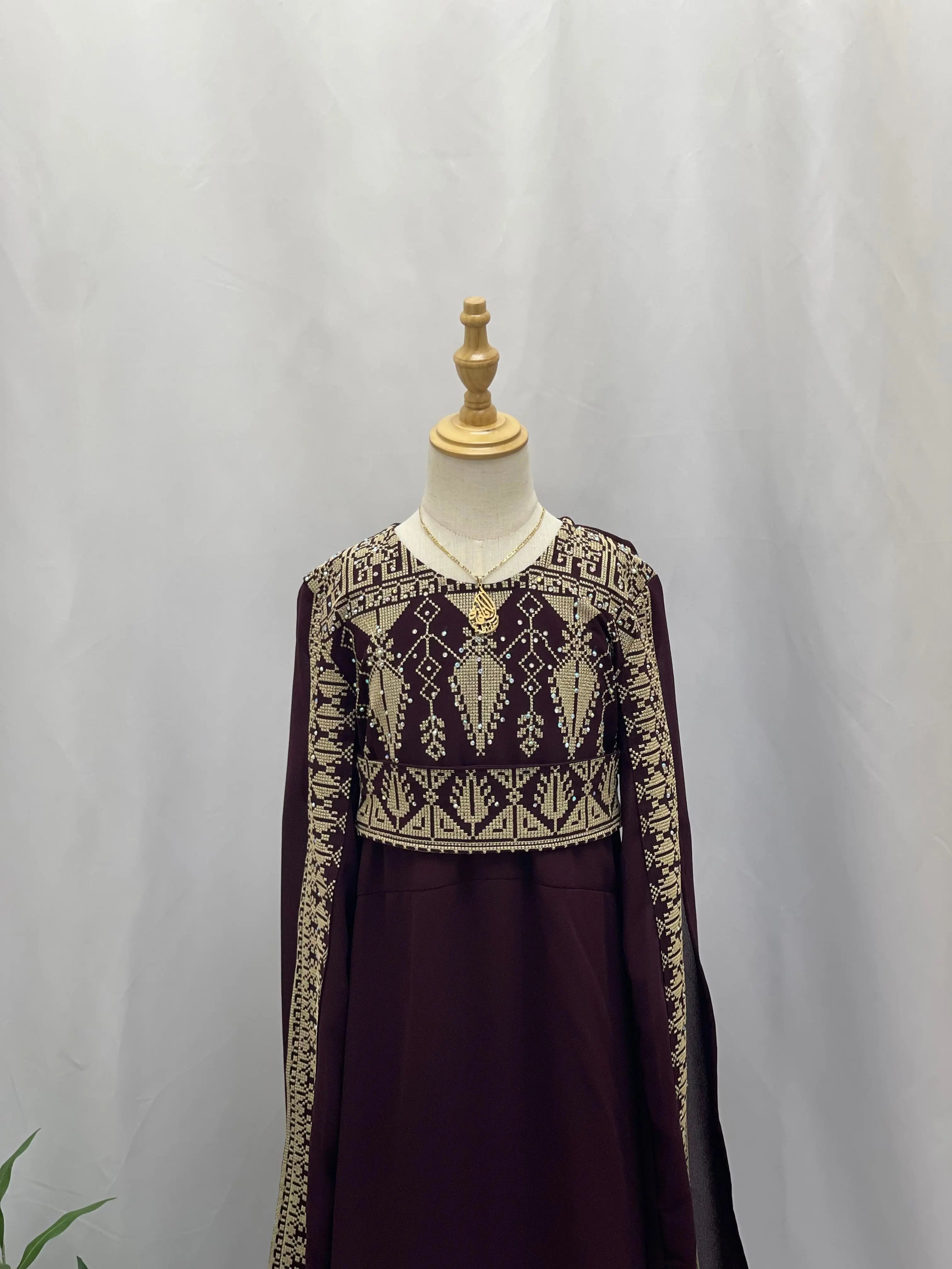 Embroidered Princess Jasmin Dress Palestinian Elegance
