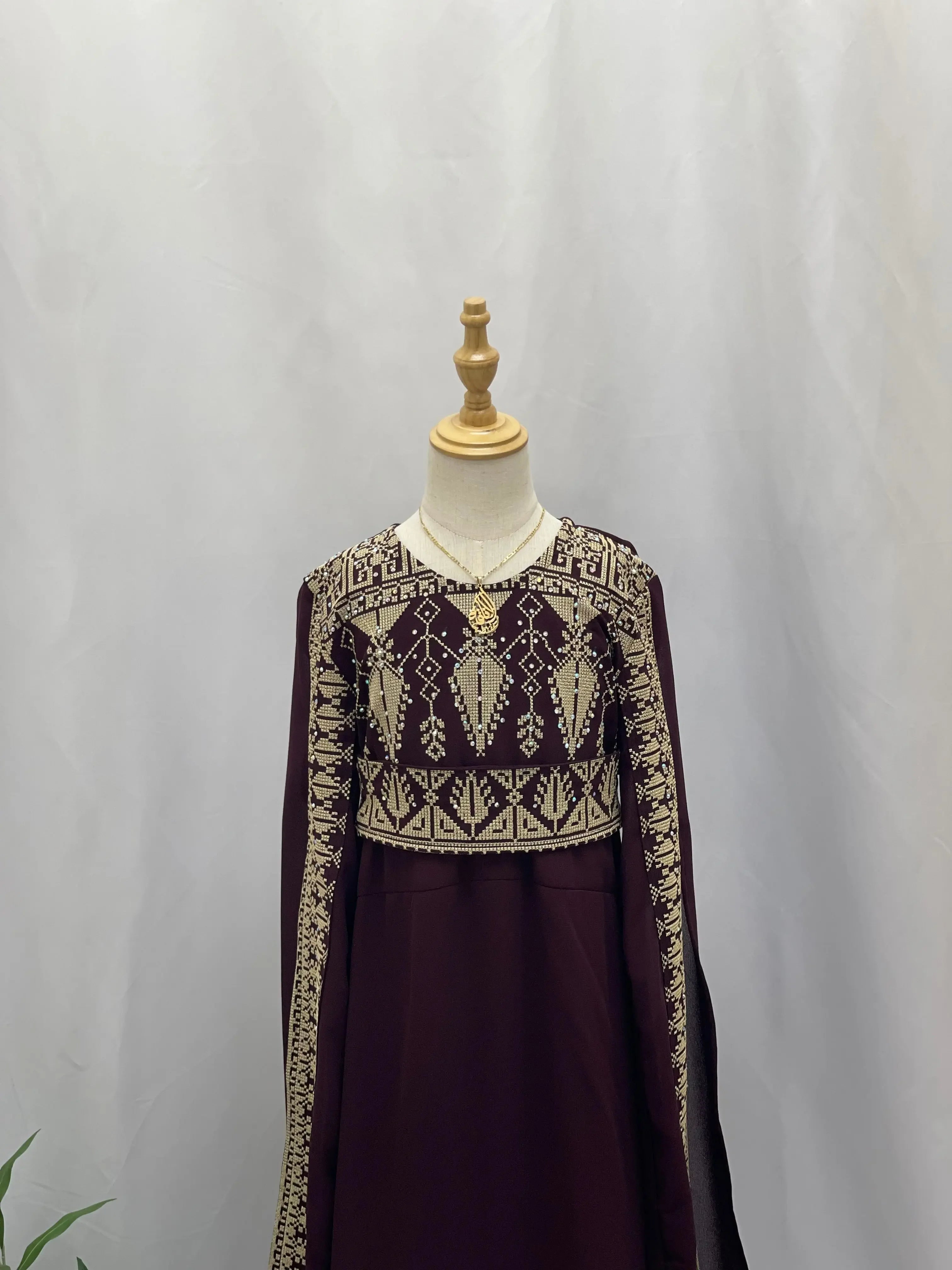 Embroidered Princess Jasmin Dress Palestinian Elegance