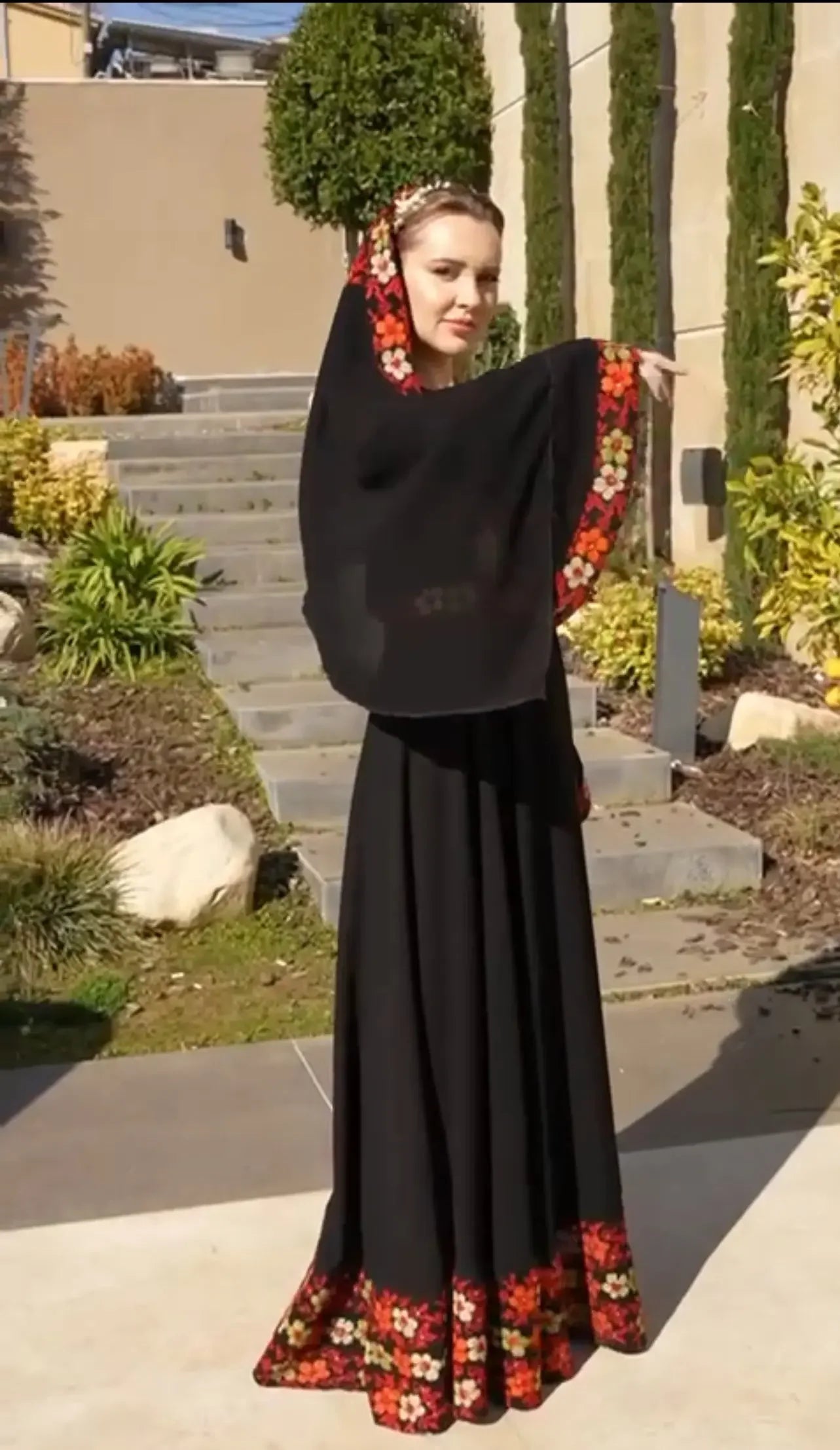 Elena Embroidery Wide Sleeves Dress: Feminine Grace and Effortless Style Palestinian Elegance