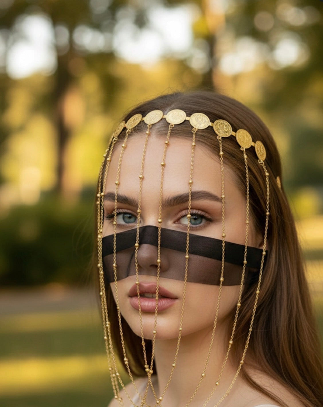 Desert Queen Coin Veil Headpiece - Palestinian Elegance
