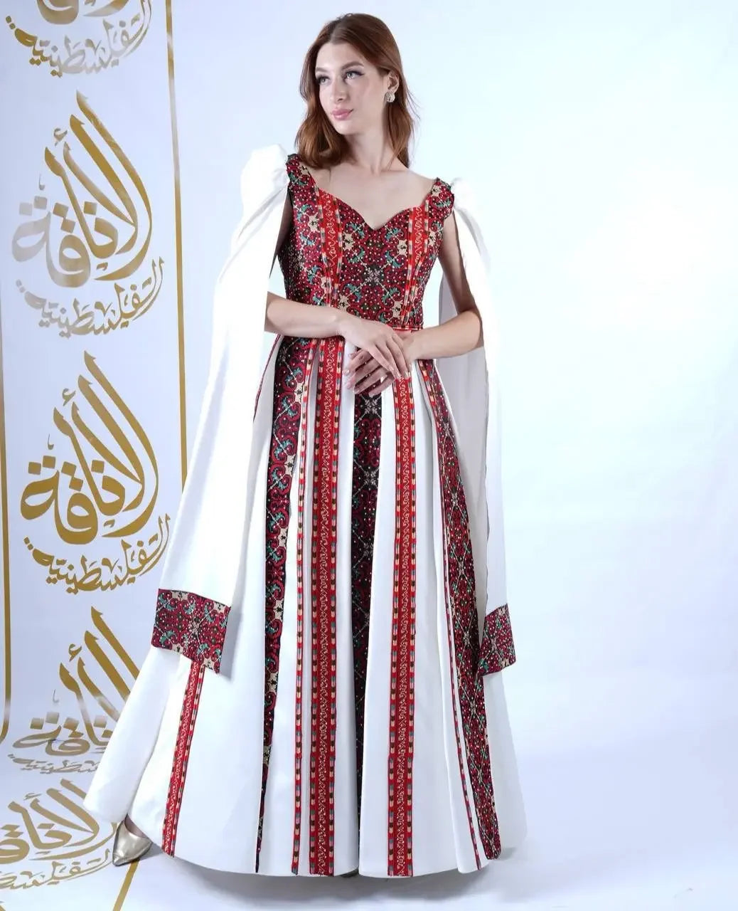 Intricate Tatreez Embroidery Ball Gown: Elegance and Cultural Heritage Palestinian Elegance