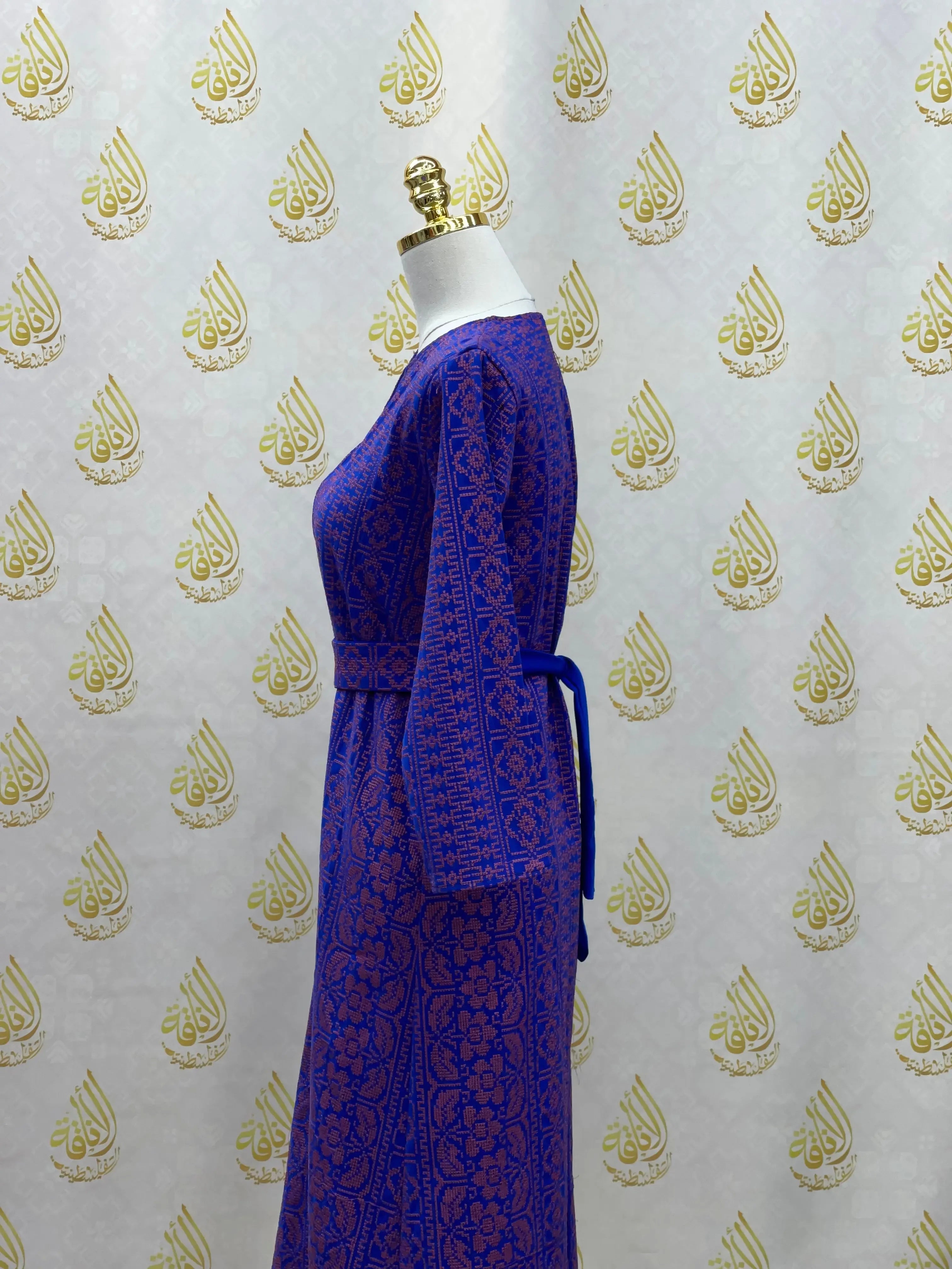 Palestinian Elegance embroidered cardigan for kids in blue with intricate traditional patterns