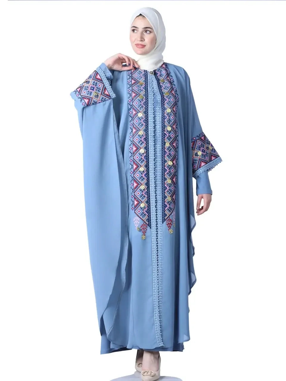 Butterfly Cut Embroidery Kaftan: Unique Elegance and Intricate Design Palestinian Elegance