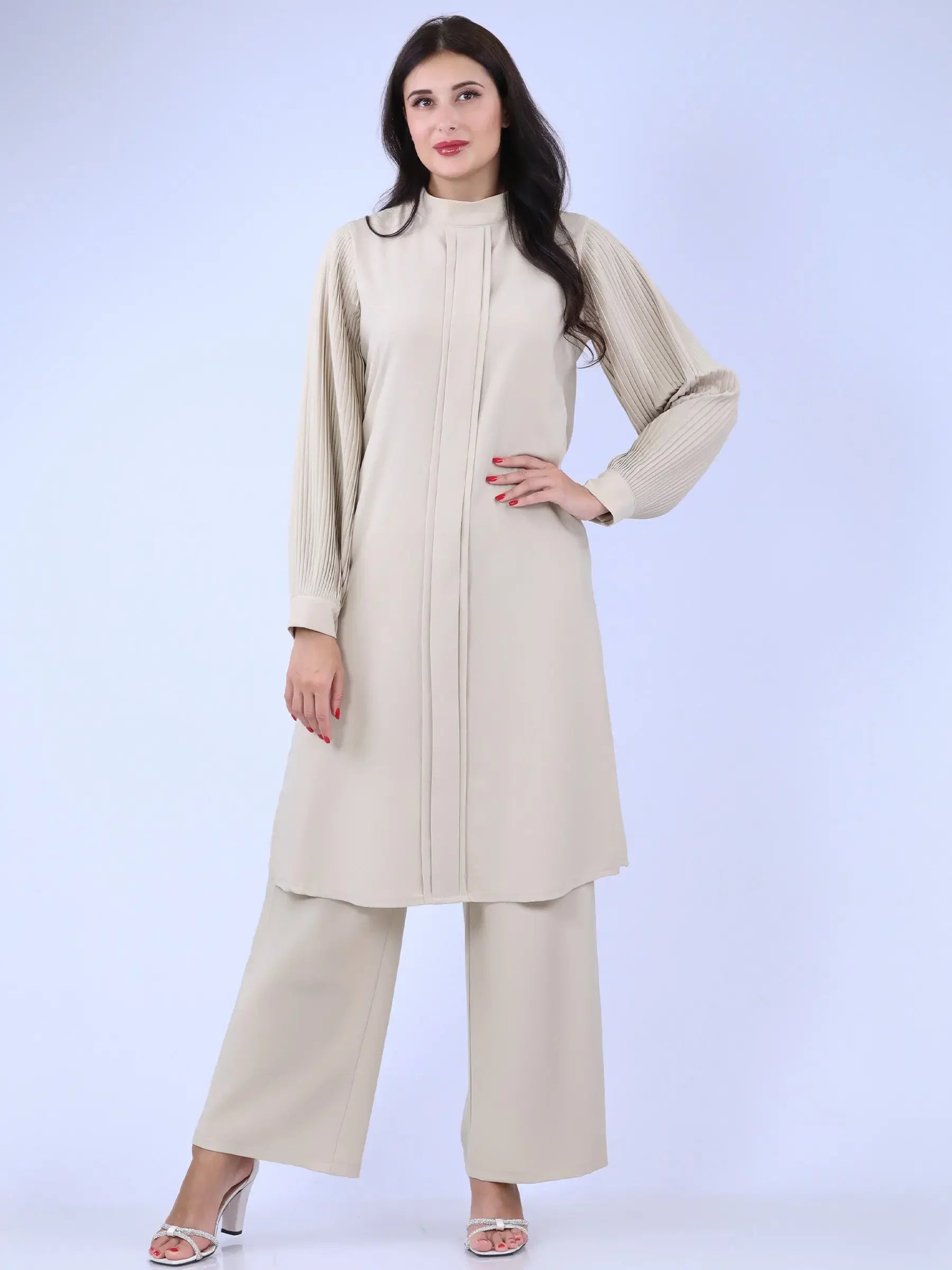 Unique Drop Shirt & Wide Leg Pant Set: Stylish Comfort and Sophistication Palestinian Elegance