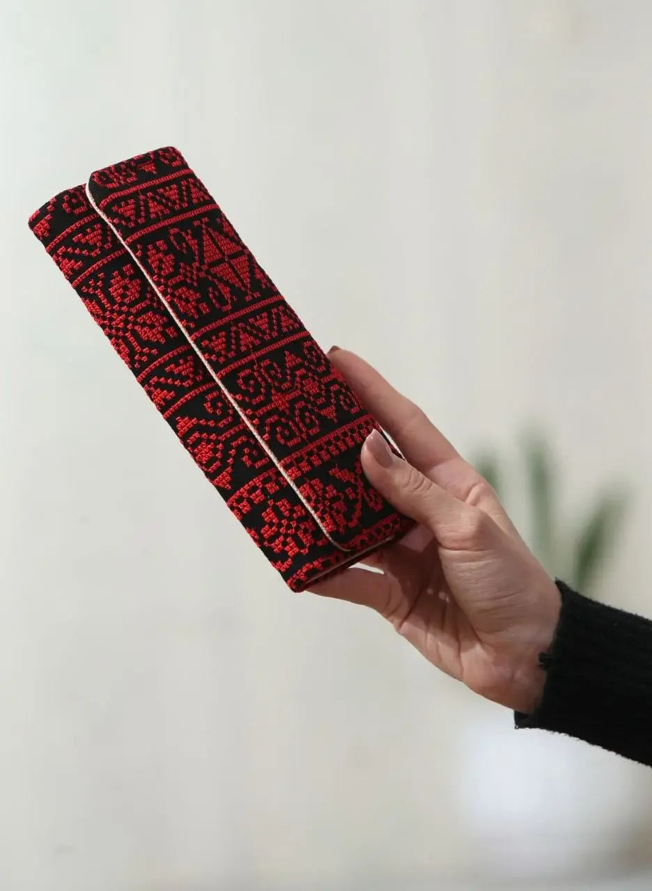 Sophisticated Large Embroidered Wallet - Durable & Spacious Design Palestinian Elegance