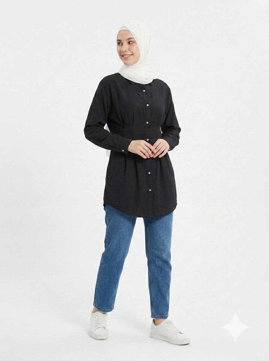 Opulence Pleated Shirt Dress