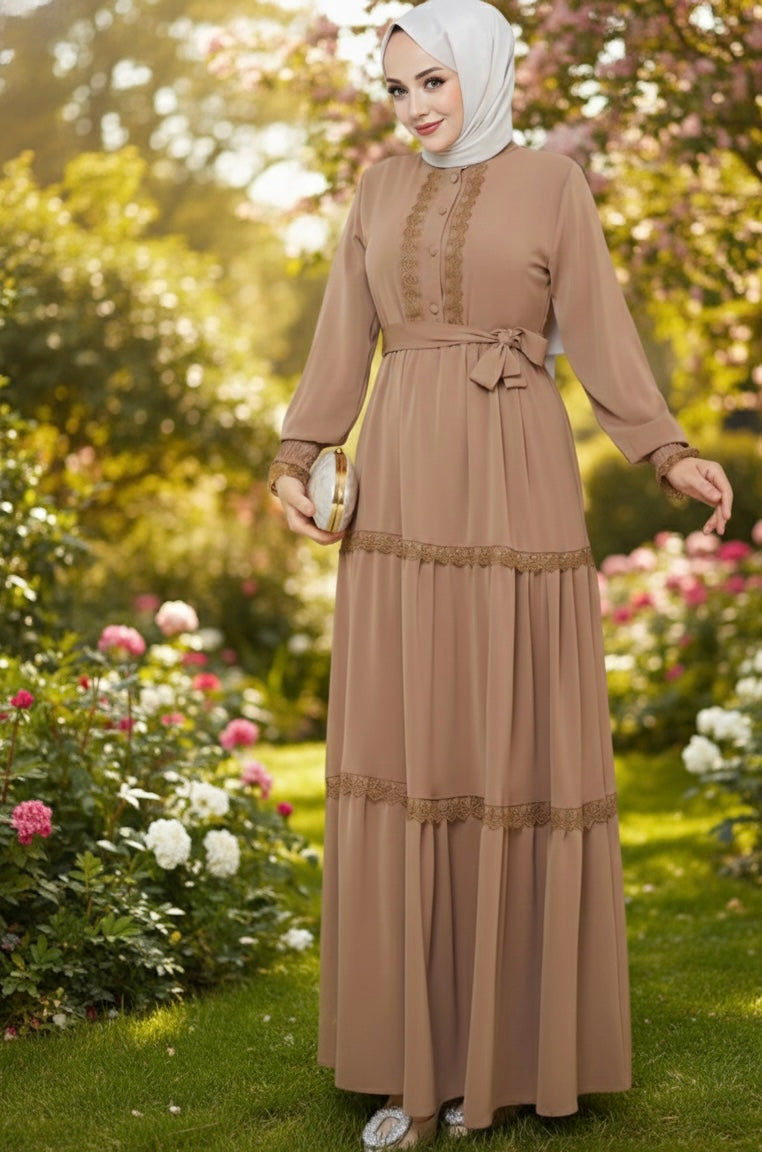 Luna Lace Tiered Maxi Dress - Palestinian Elegance
