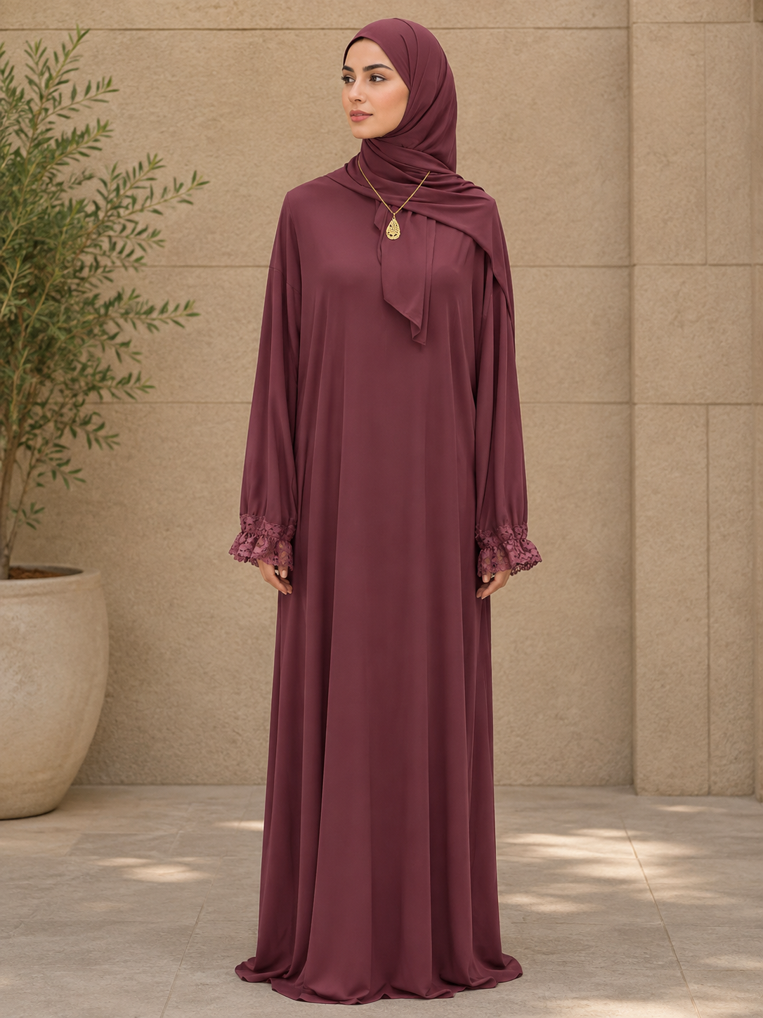 Samar Premium Prayer Dress with Attached Hijab - Effortless Salah Preparation