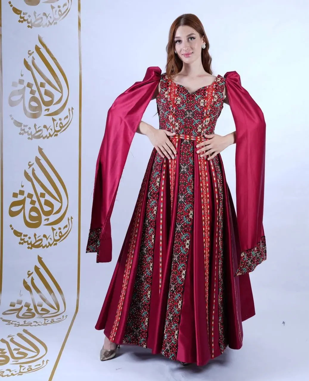 Intricate Tatreez Embroidery Ball Gown: Elegance and Cultural Heritage Palestinian Elegance