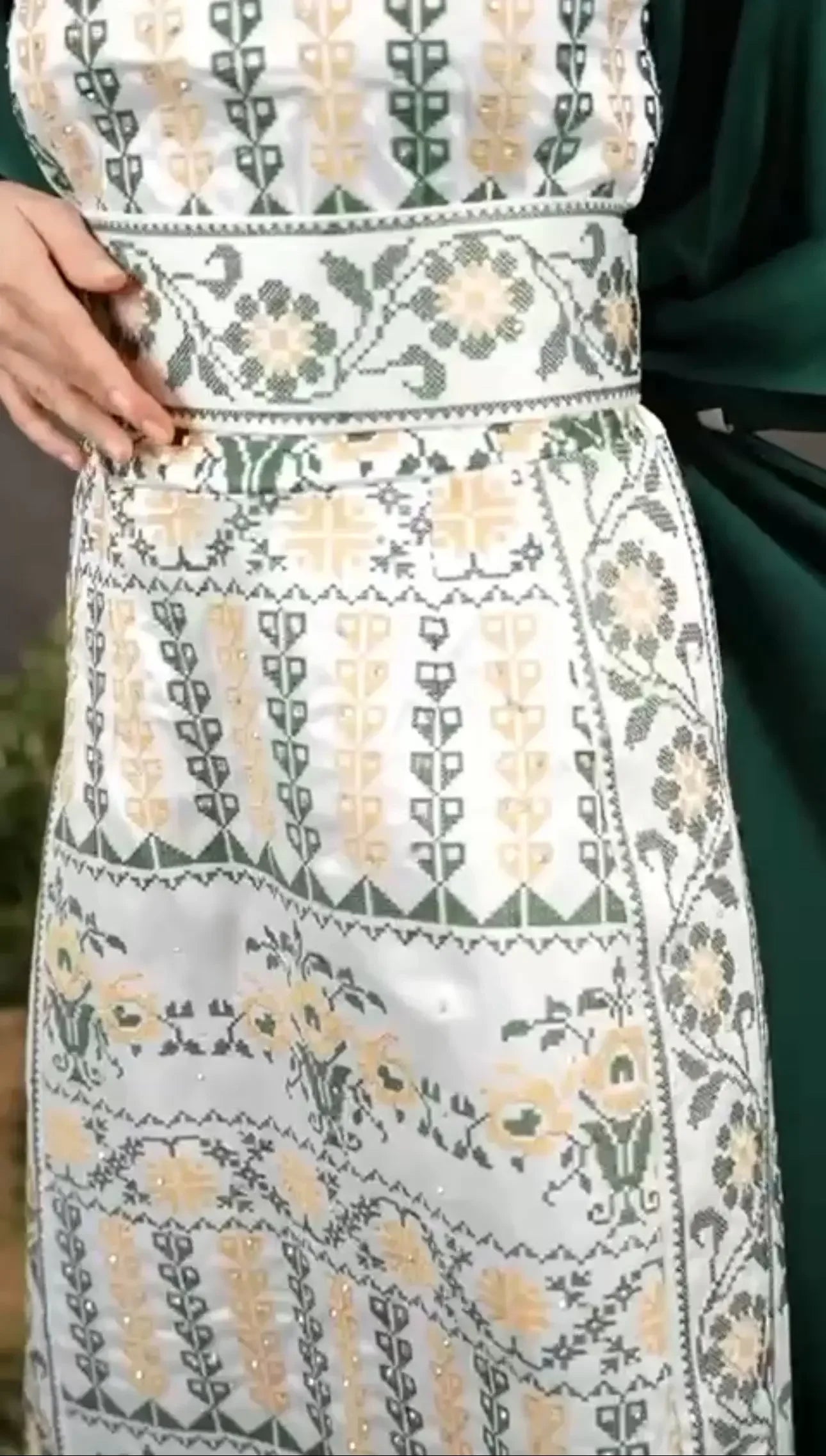 Embroidered Bebiona Dress - Elegant Floral Design for Women Palestinian Elegance