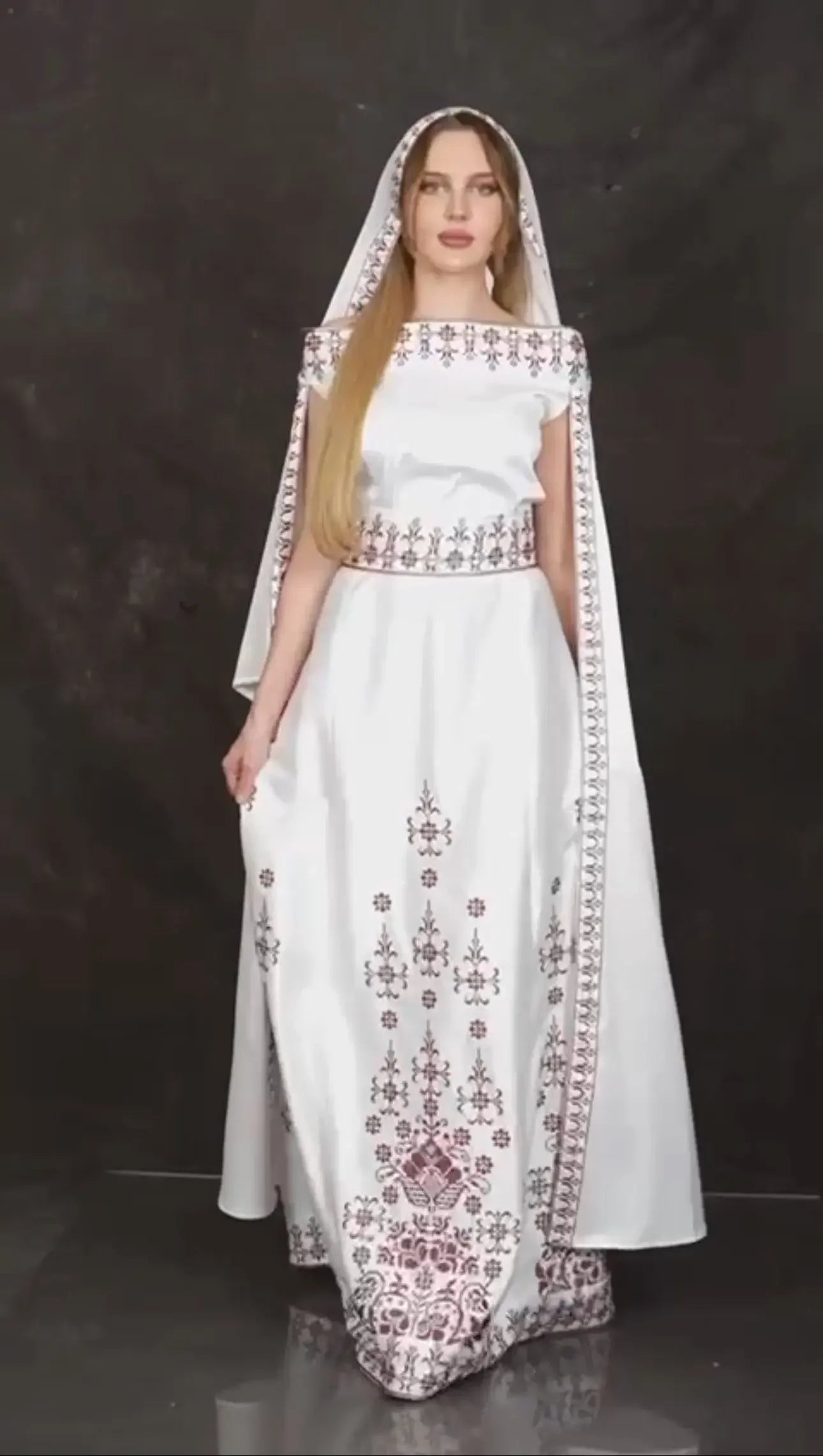 Modern Luxury: The Nada Embroidered Modern Thoub Palestinian Elegance