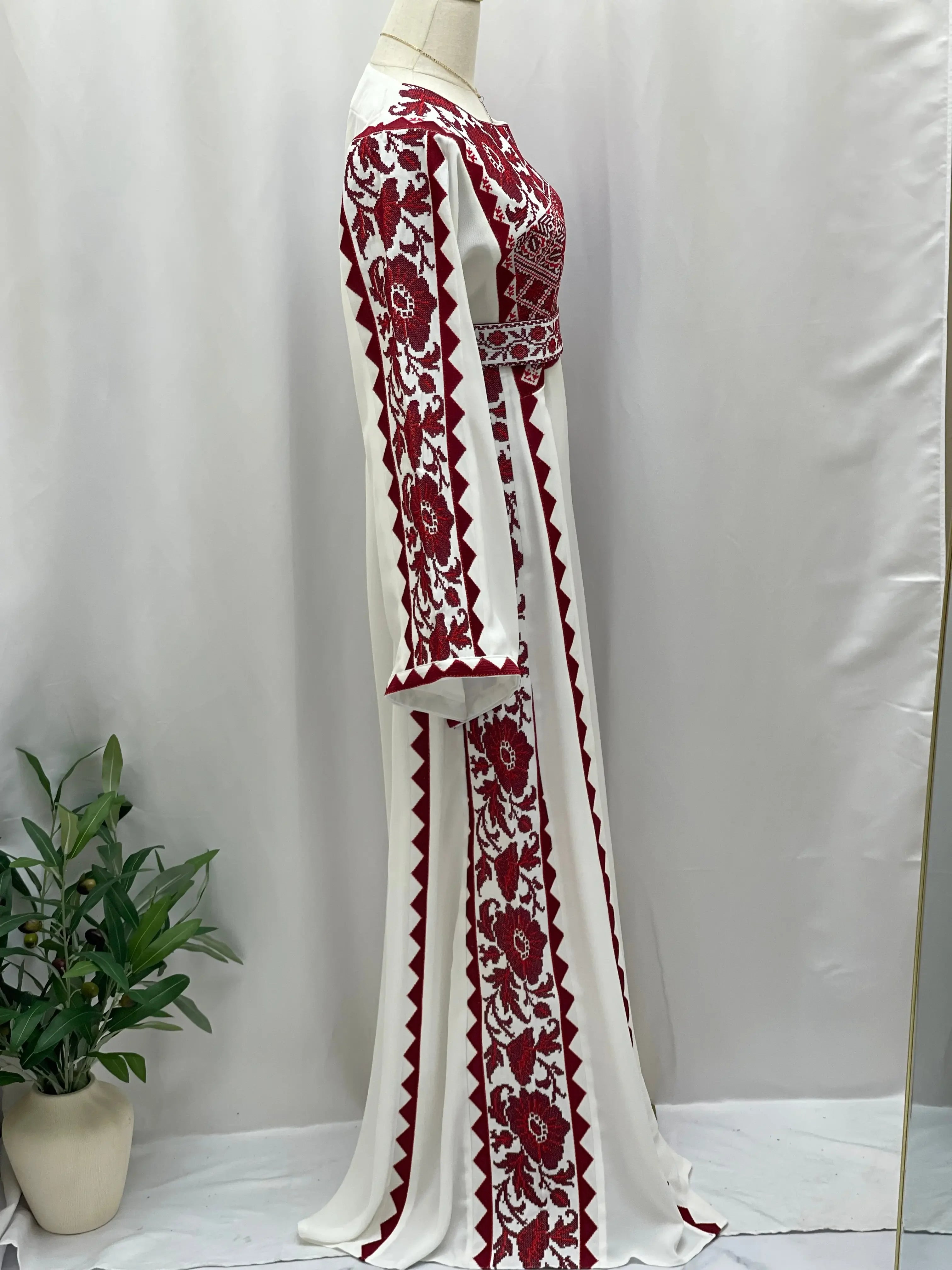 Embroidered Flowers Unique Thoub Palestinian Elegance