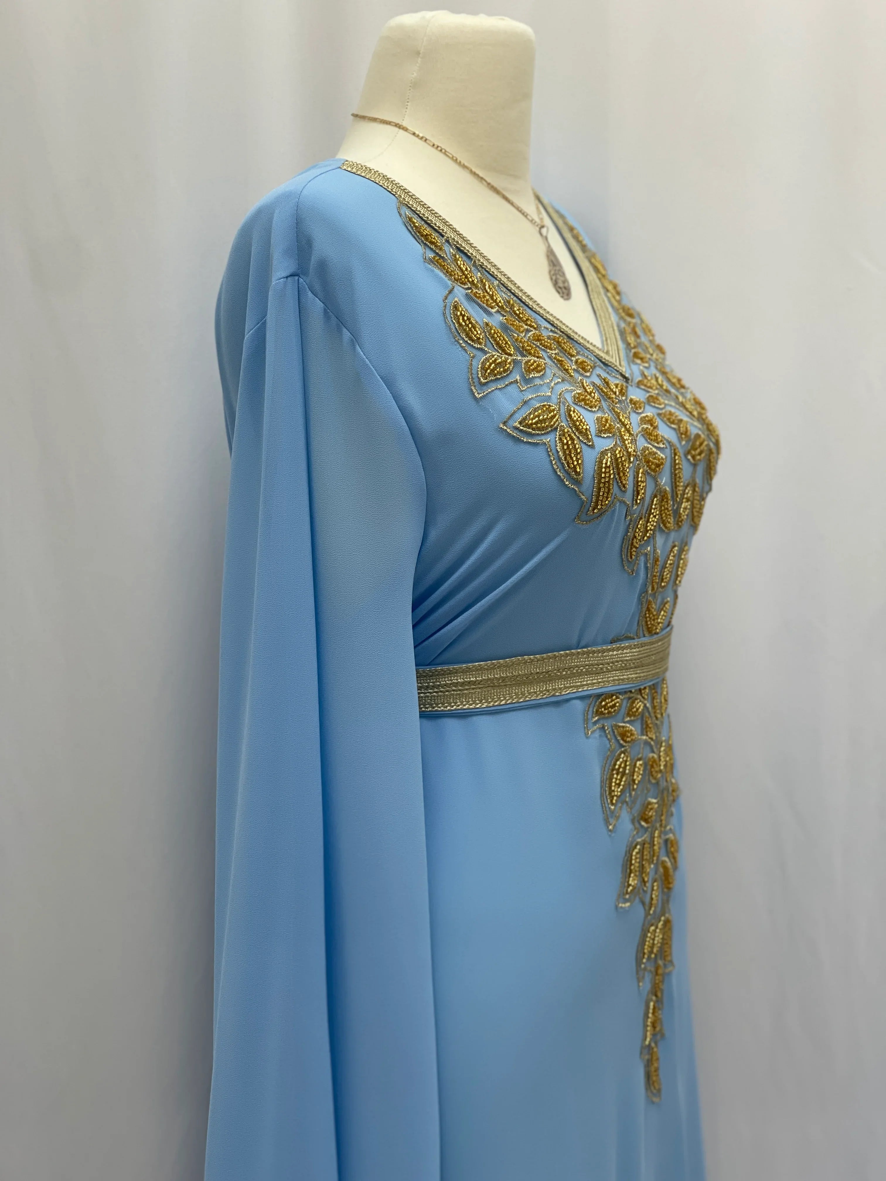 Celestial Azure Beaded Gown