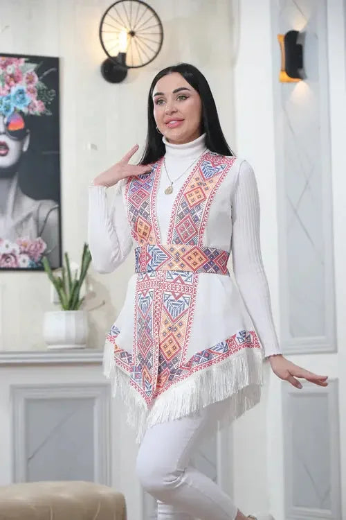 Craftsmanship at Its Finest: Intricate Embroidery Vest Palestinian Elegance